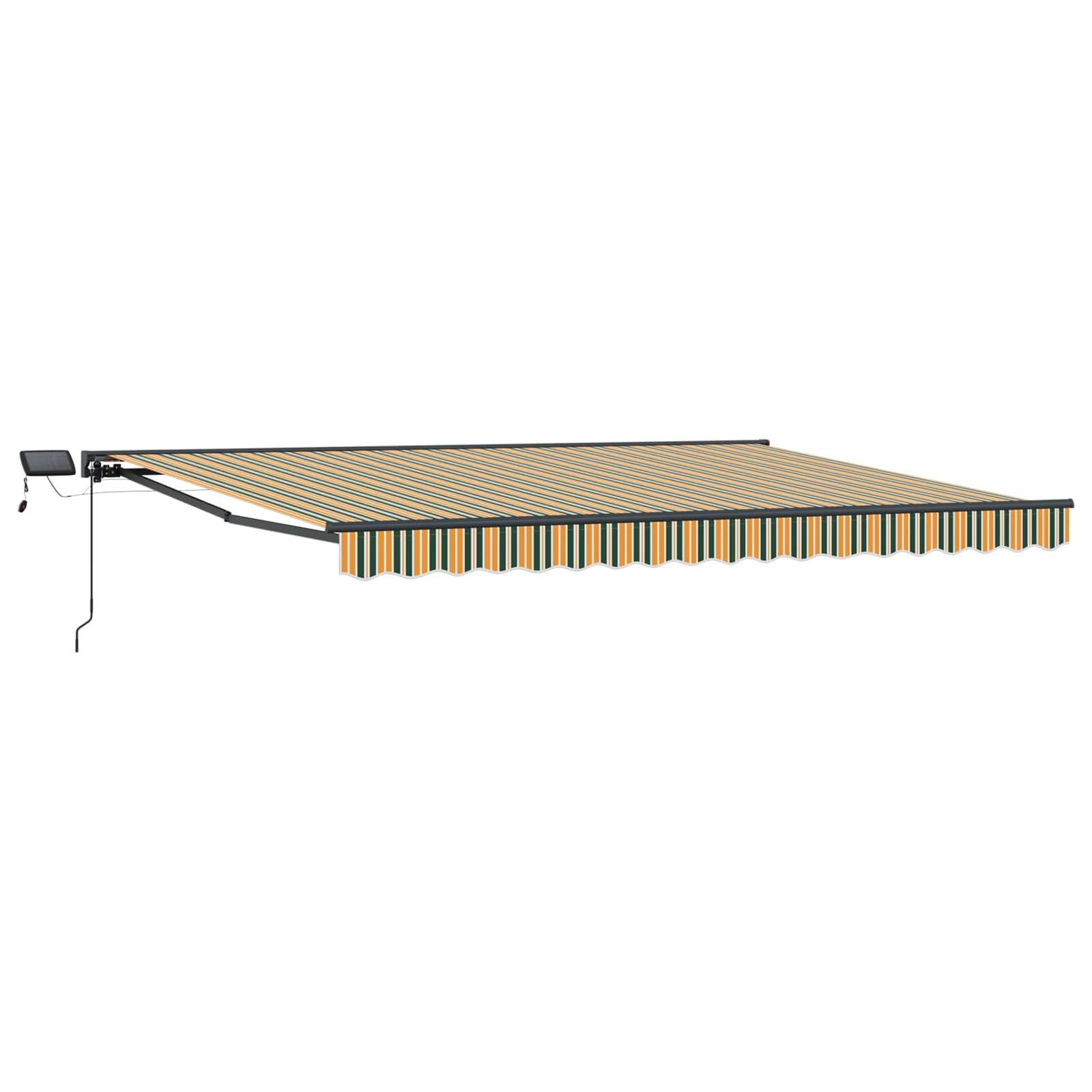 vidaXL Markise Manueller Markisenrahmen mit LEDs Grün, Gelb, Anthrazit 5 x 3 m (1-St)