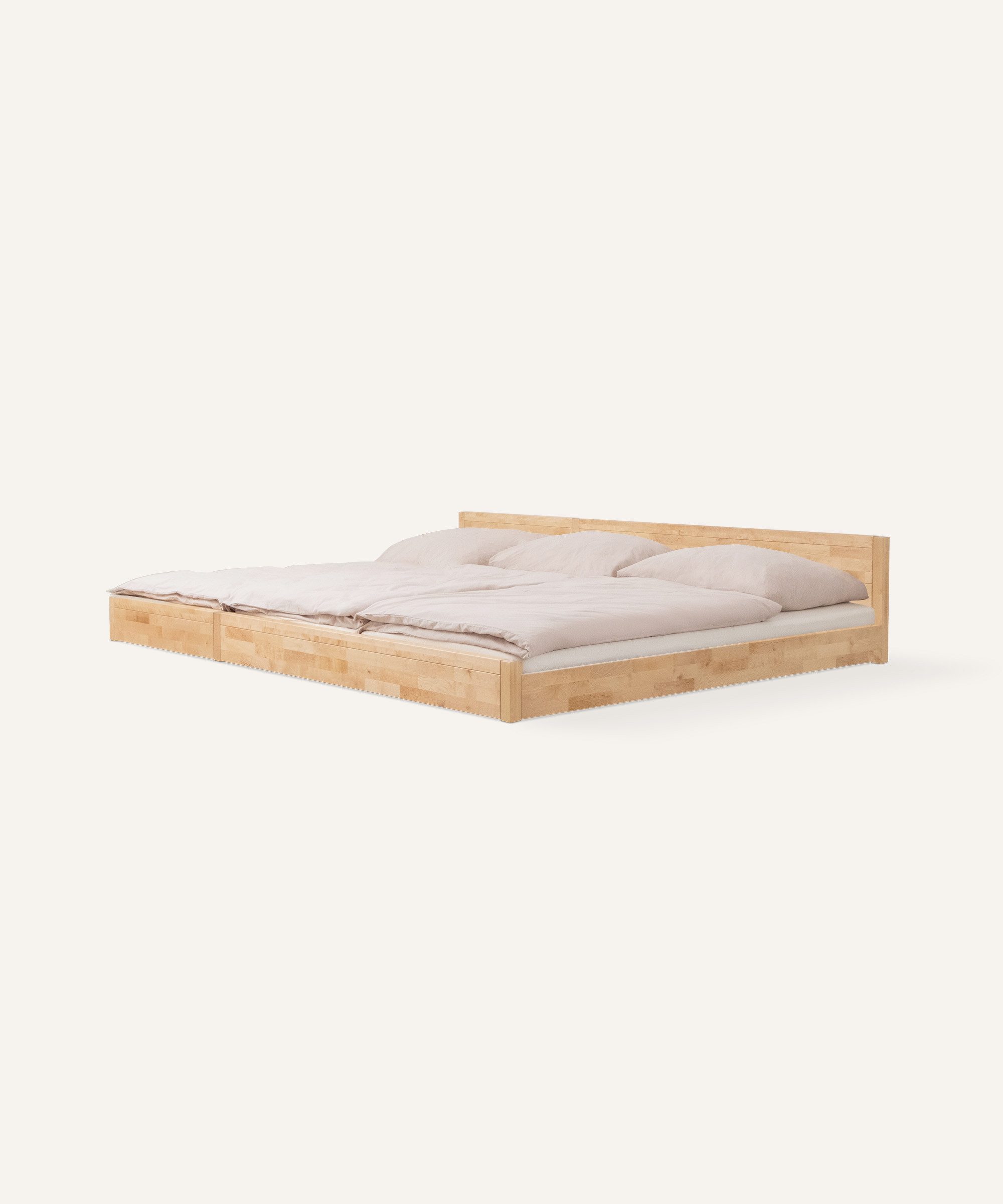 Ehrenkind Holzbett Familienbett aus massivem Birkenholz (270x200cm, modulare Bauweise, gemeinsamer Schlafplatz für die ganze Familie), Made in Europe