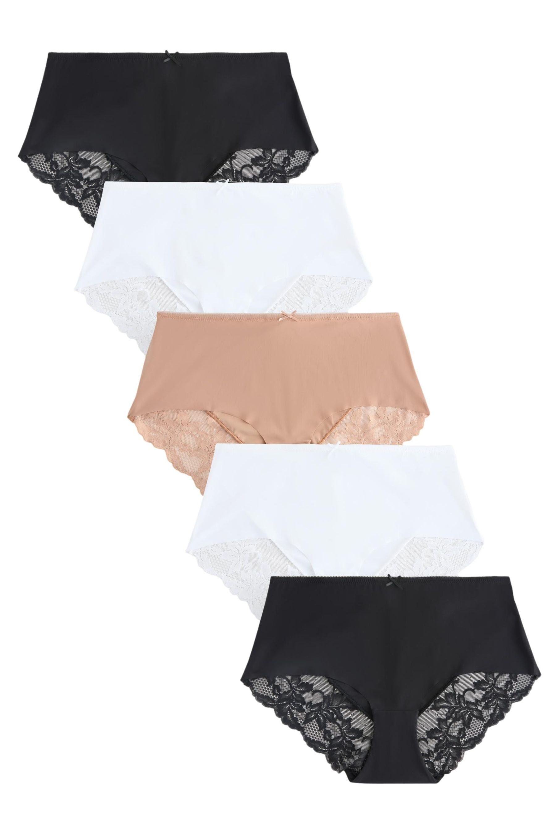 Midislip Nahtlose Slips mit Spitze, 5er-Pack, Midi