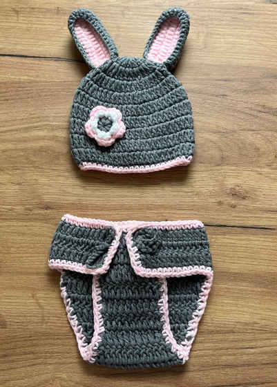 Matissa & Dad Neugeborenen-Geschenkset Baby Fotoshooting Strick Bunny, Baby Kostüm Neugeborenen Outfit für Fotografie