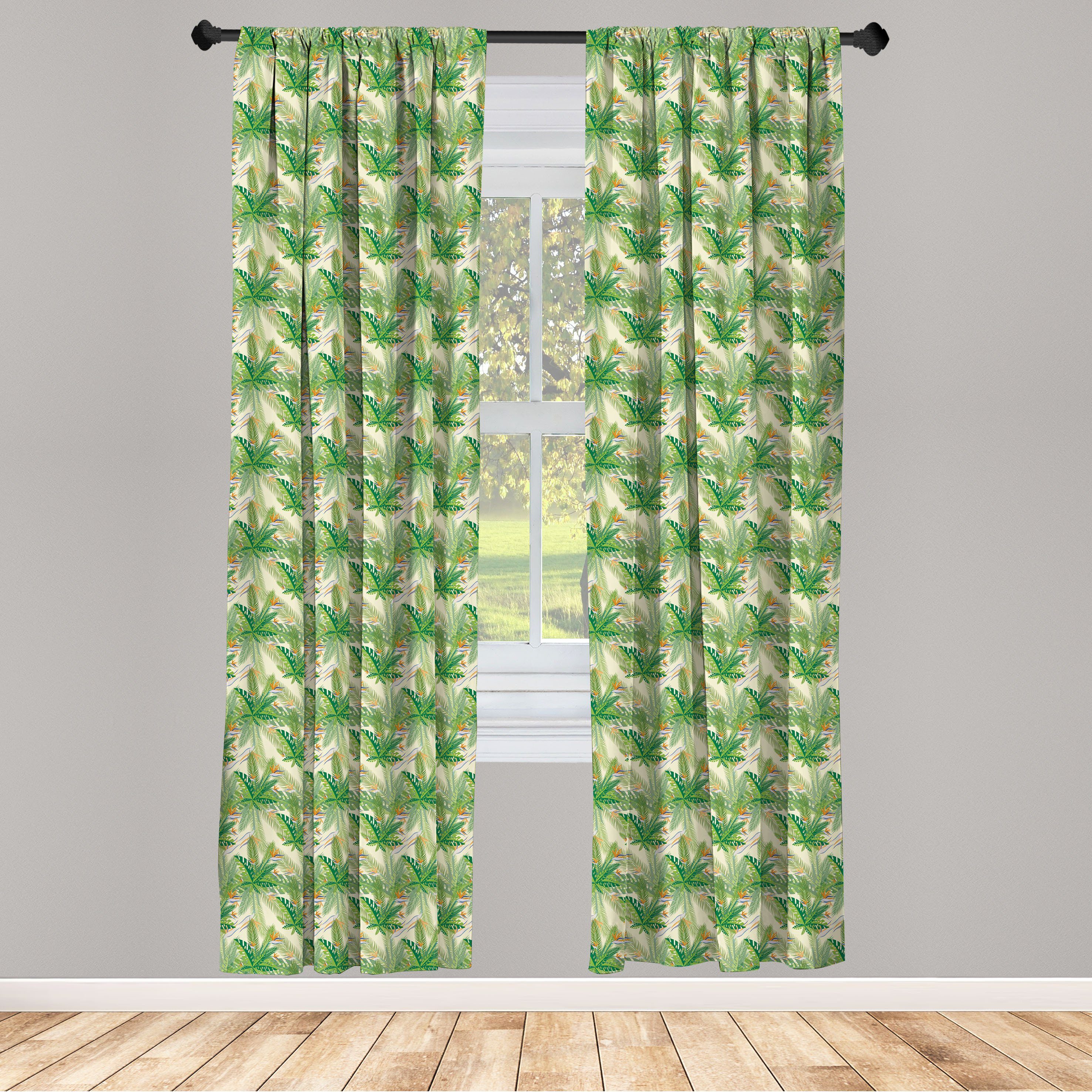 Gardine Vorhang für Exotisch Schlafzimmer Wohnzimmer Microfaser, Abakuhaus, Hawaii-Sommer-Natur-Kunst Dekor