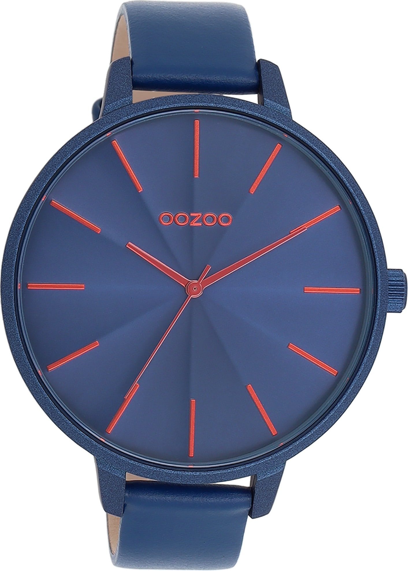 (ca. groß Armbanduhr Lederarmband, OOZOO rund, Quarzuhr Fashion-Style Timepieces Analog, Damenuhr extra Damen 48mm) Oozoo