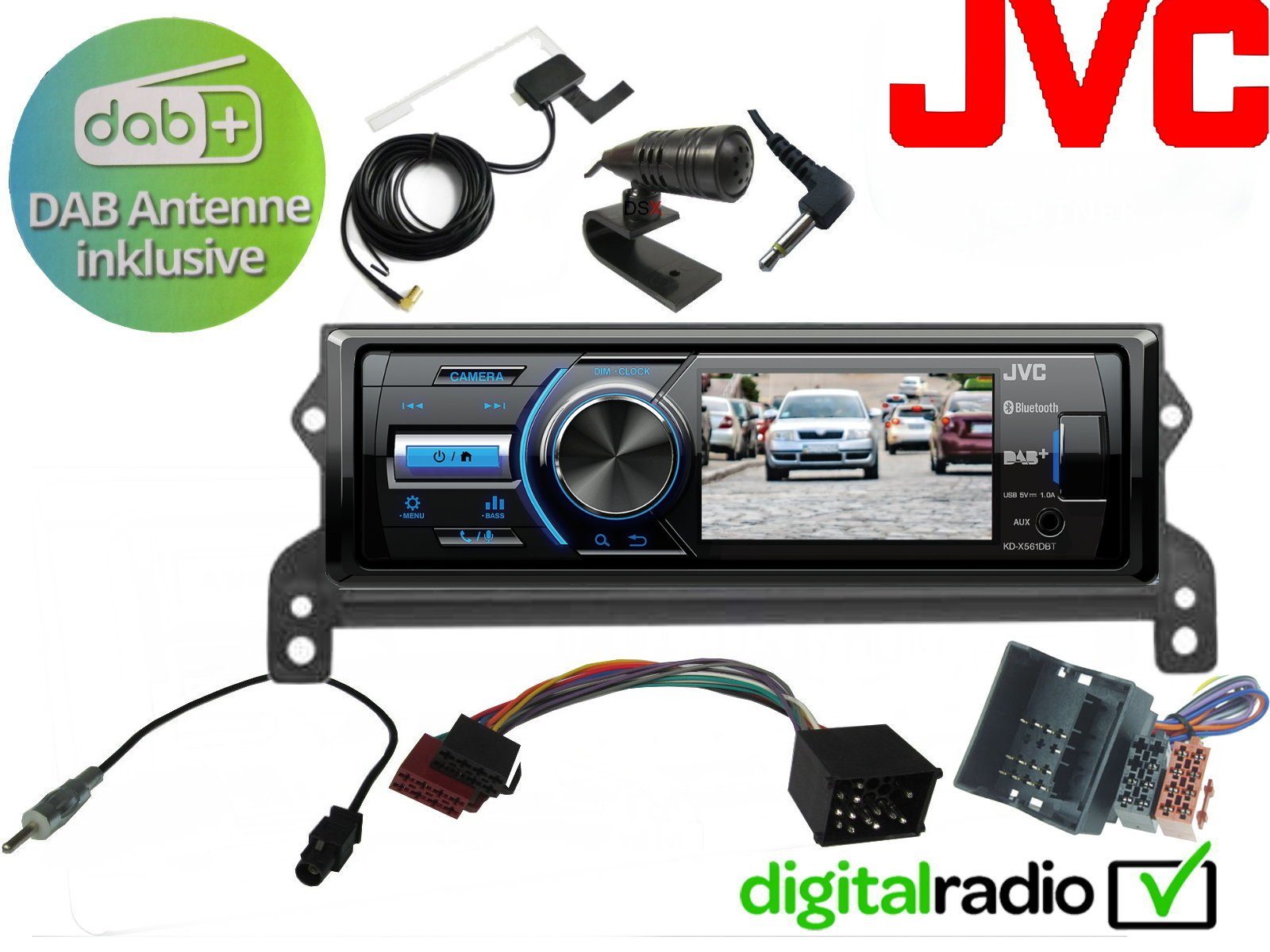 DSX JVC TFT USB Radio passend für Mini R50 R52 R53 One Autoradio (Digitalradio (DAB), 45 W) | Autoradios