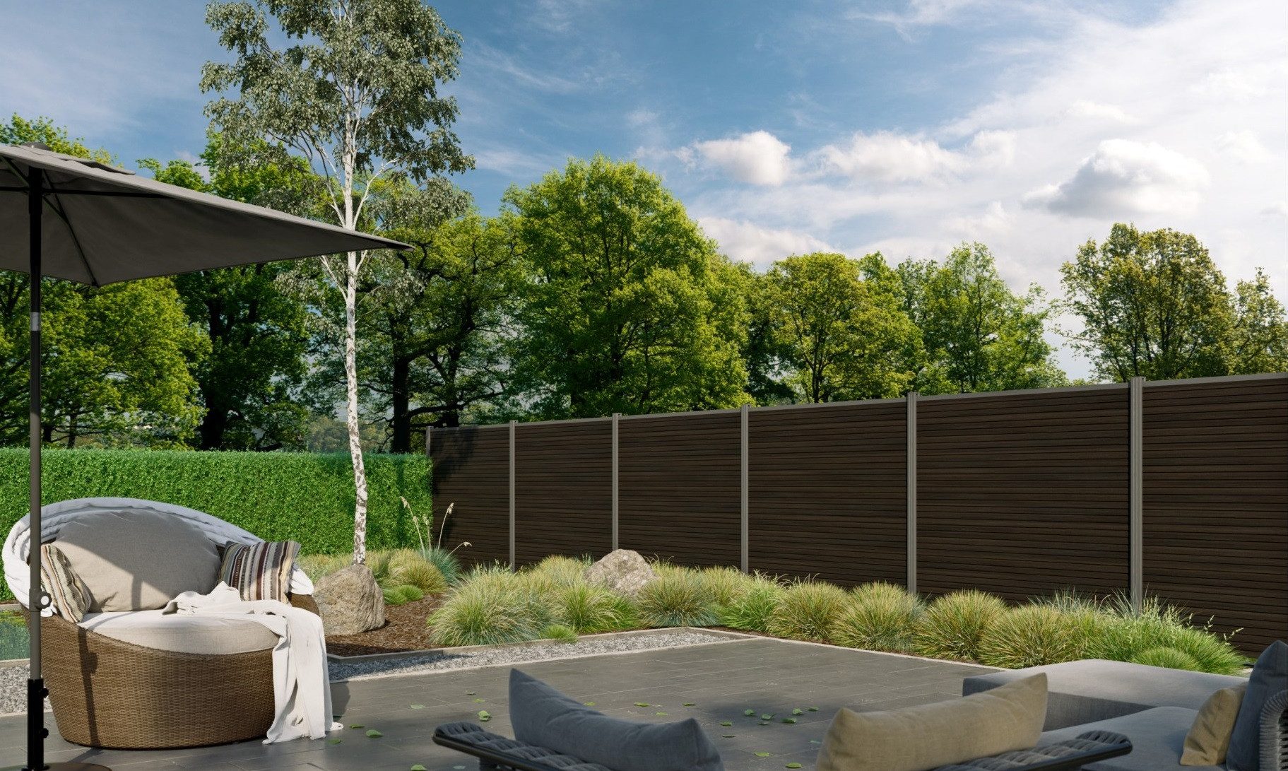 Tetzner & Jentzsch Sichtschutzelement WARREN 4, (Set), pflegeleicht, coextrudierte Oberfläche, Design-Oberfläche