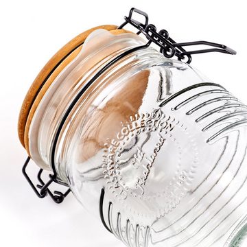 Zeller Present Vorratsglas Vorratsglas m. Bügelverschluss, Glas/Metall/Holz, 1000 ml, Holz, transparent, Ø10,8 x 17,5 cm