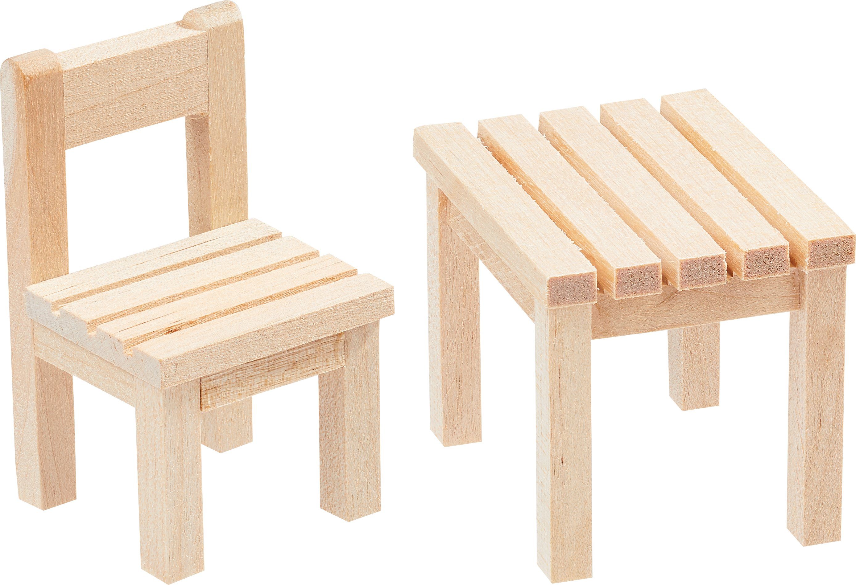 HobbyFun Dekofigur Miniatur-Set Tisch & Stuhl, 2-teilig 3 cm x 3 cm x 5,5 cm