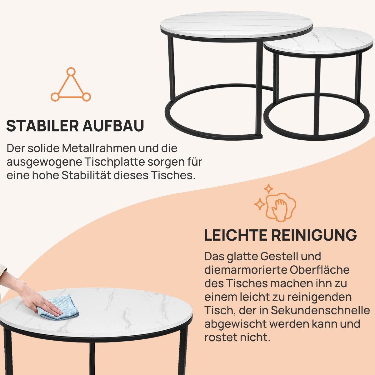 Simloveve Couchtisch 2 Stücke Beistelltisch Set günstig online kaufen