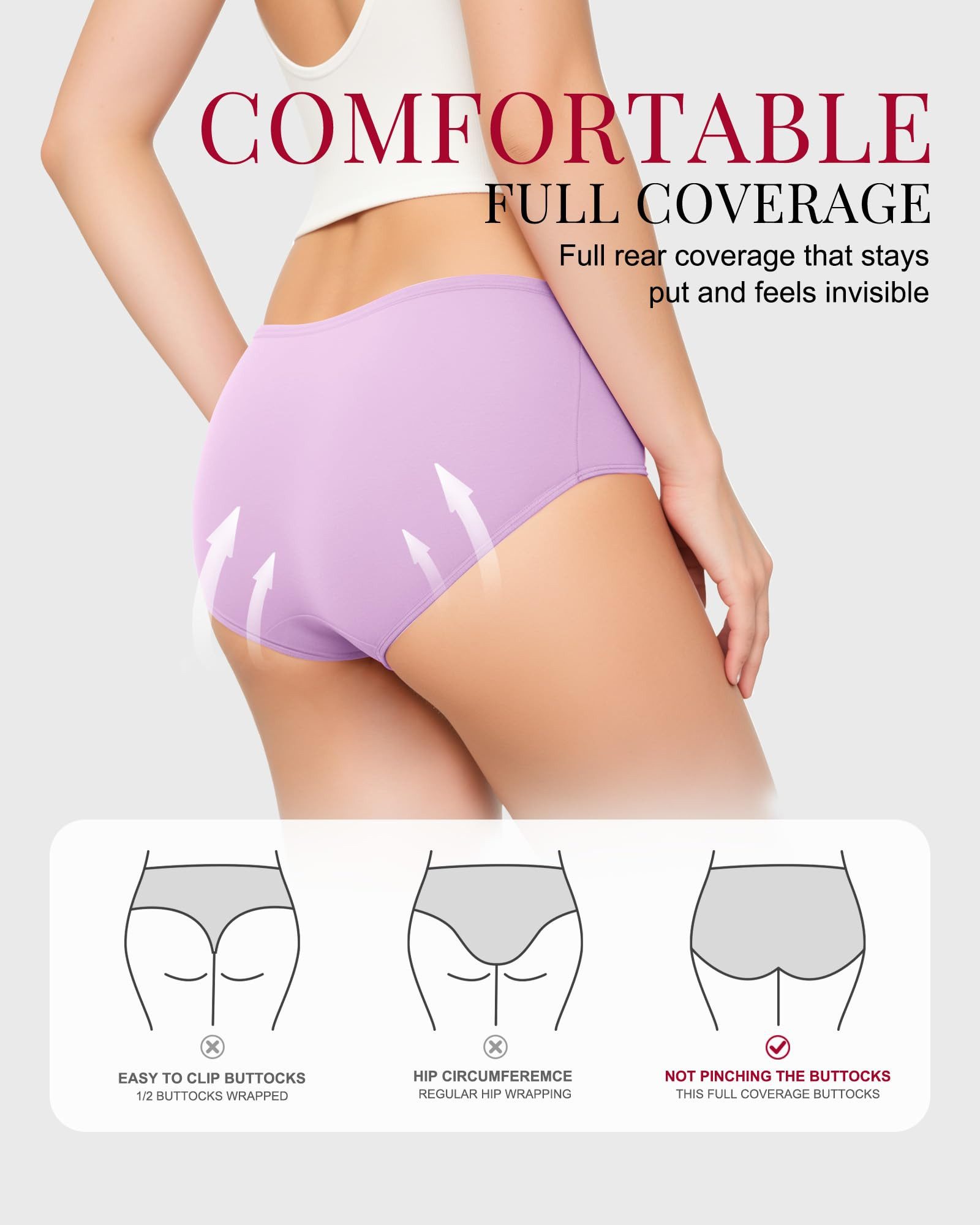 TANSTC Hipster Unterhosen Damen Baumwolle Slips Bequeme Unterwäsche Frauen (Packung, 6-St., 6er-Pack) atmungsaktiv, elastisch, hautfreundlich, nicht umrollender – Bild 2 von 5