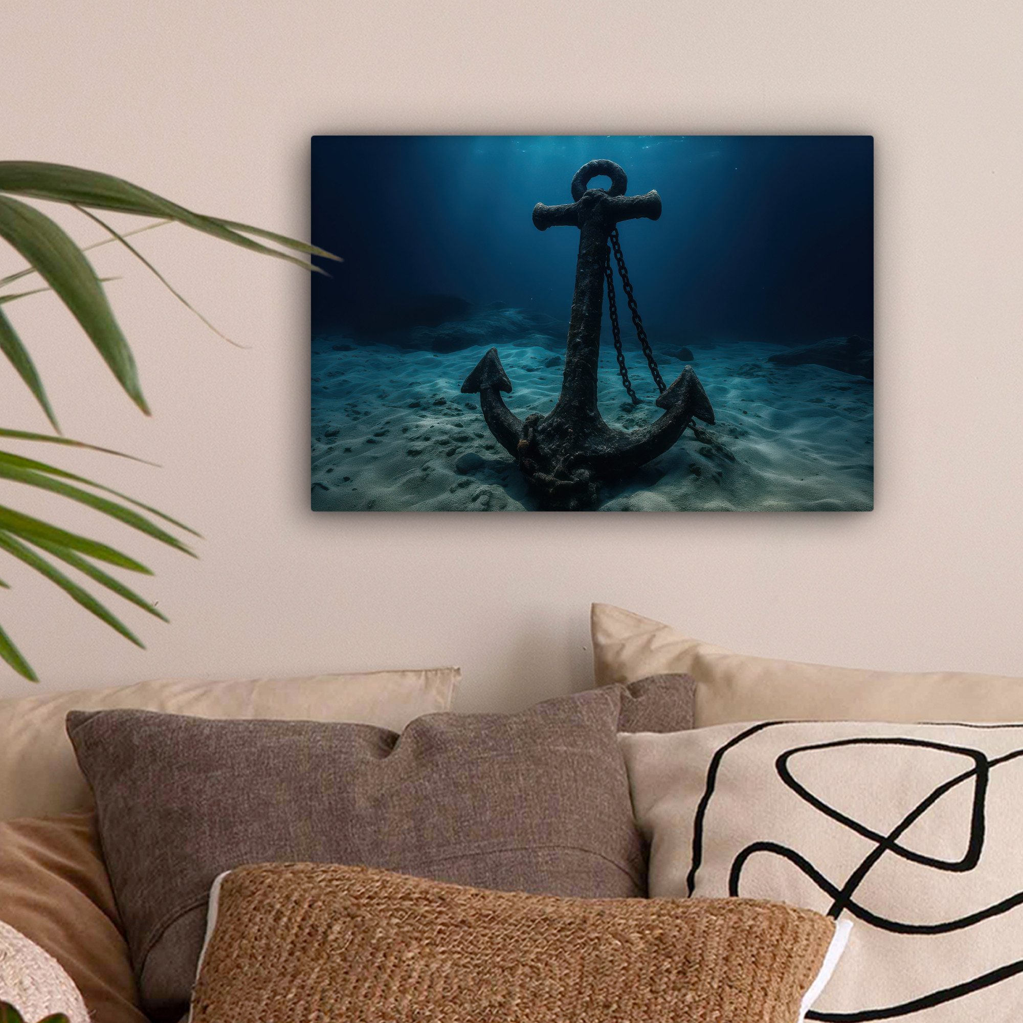 OneMillionCanvasses® Leinwandbild Anker - Eisen - Meeresboden - Sand, Fotod günstig online kaufen