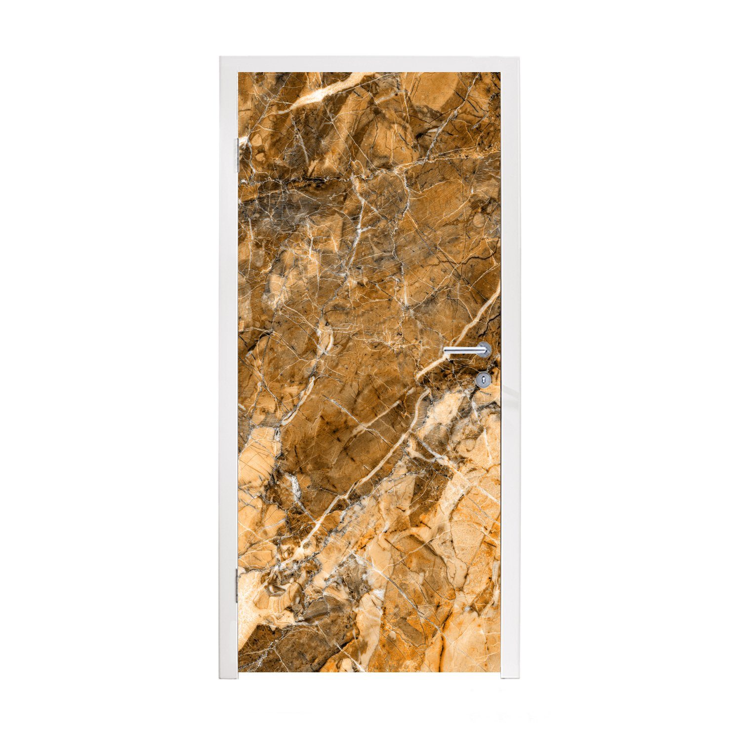 MuchoWow Türtapete Kristall - Gelb - Granit - Weiß, Matt, bedruckt, (1 St), Fototapete für Tür, Türaufkleber, 75x205 cm