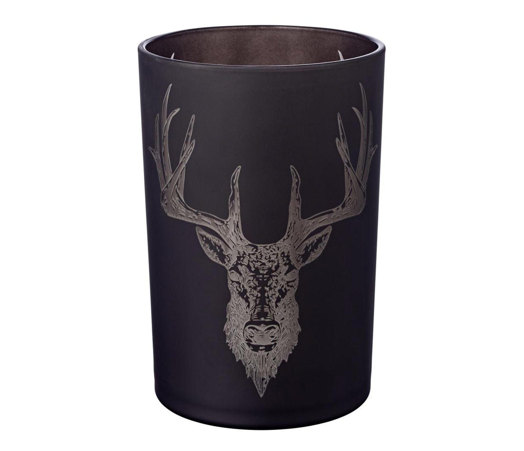 EDZARD Windlicht Alex, Glas, Hirsch-Motiv, schwarz, günstig online kaufen