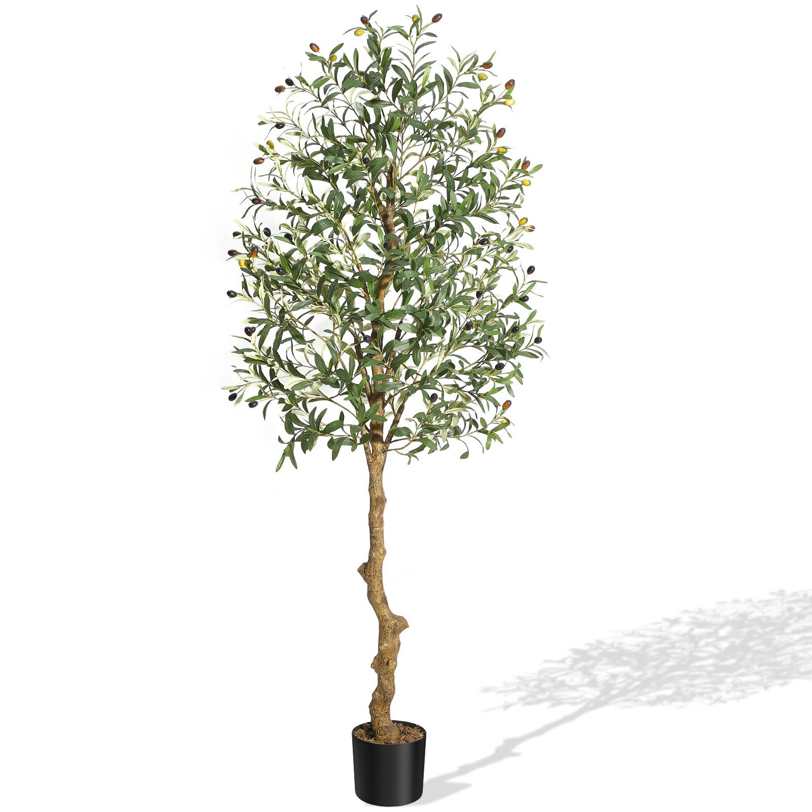 Kunstbaum Künstlicher Olivenbaum mit Jutesack, Künstliche Pflanzen, GarveeMore, Höhe 182 cm