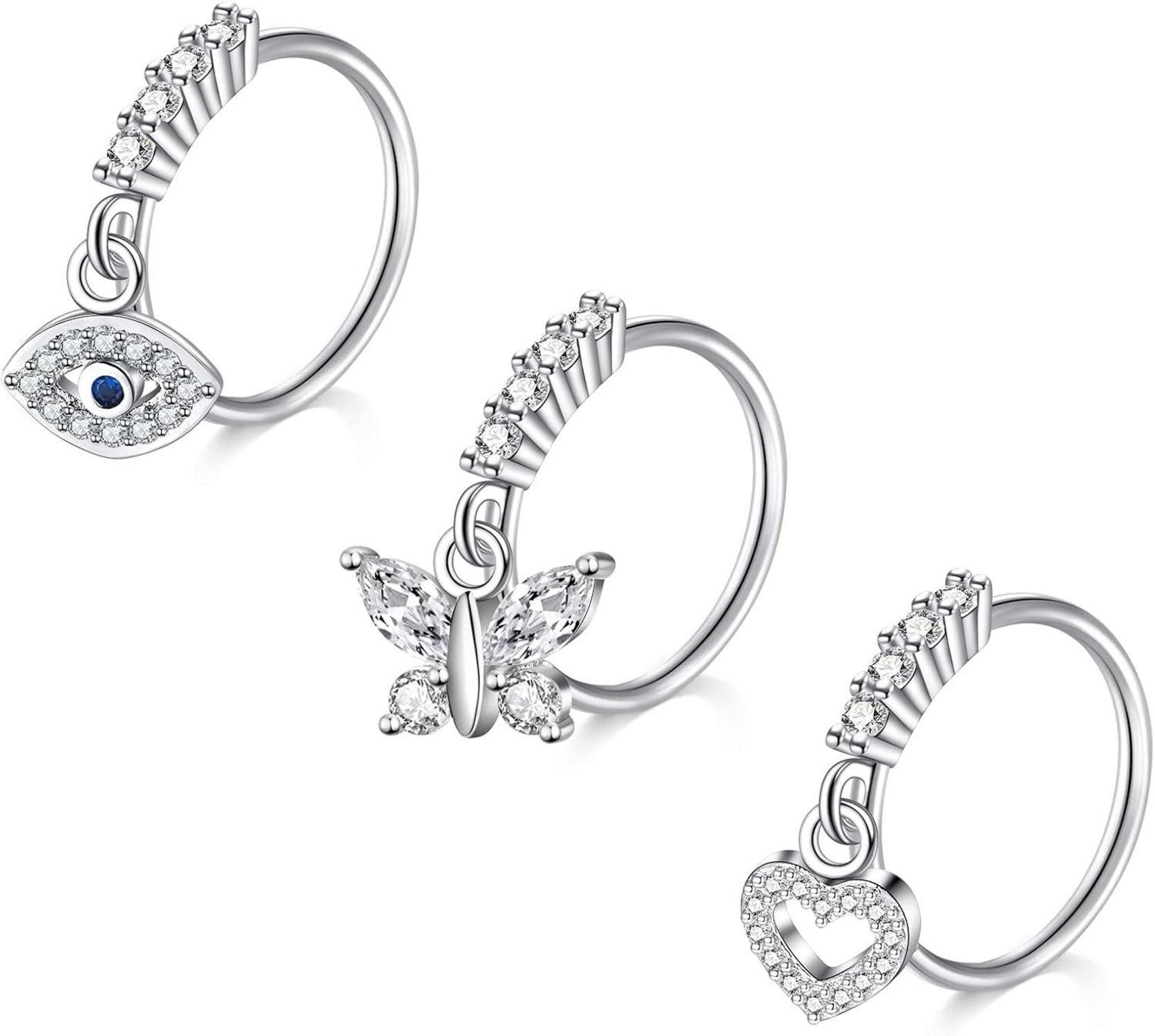 Mayhoop Nasenpiercing 20G Nasenpiercing Fake Nasenring Chirurgenstahl CZ Hoop Piercing 3er