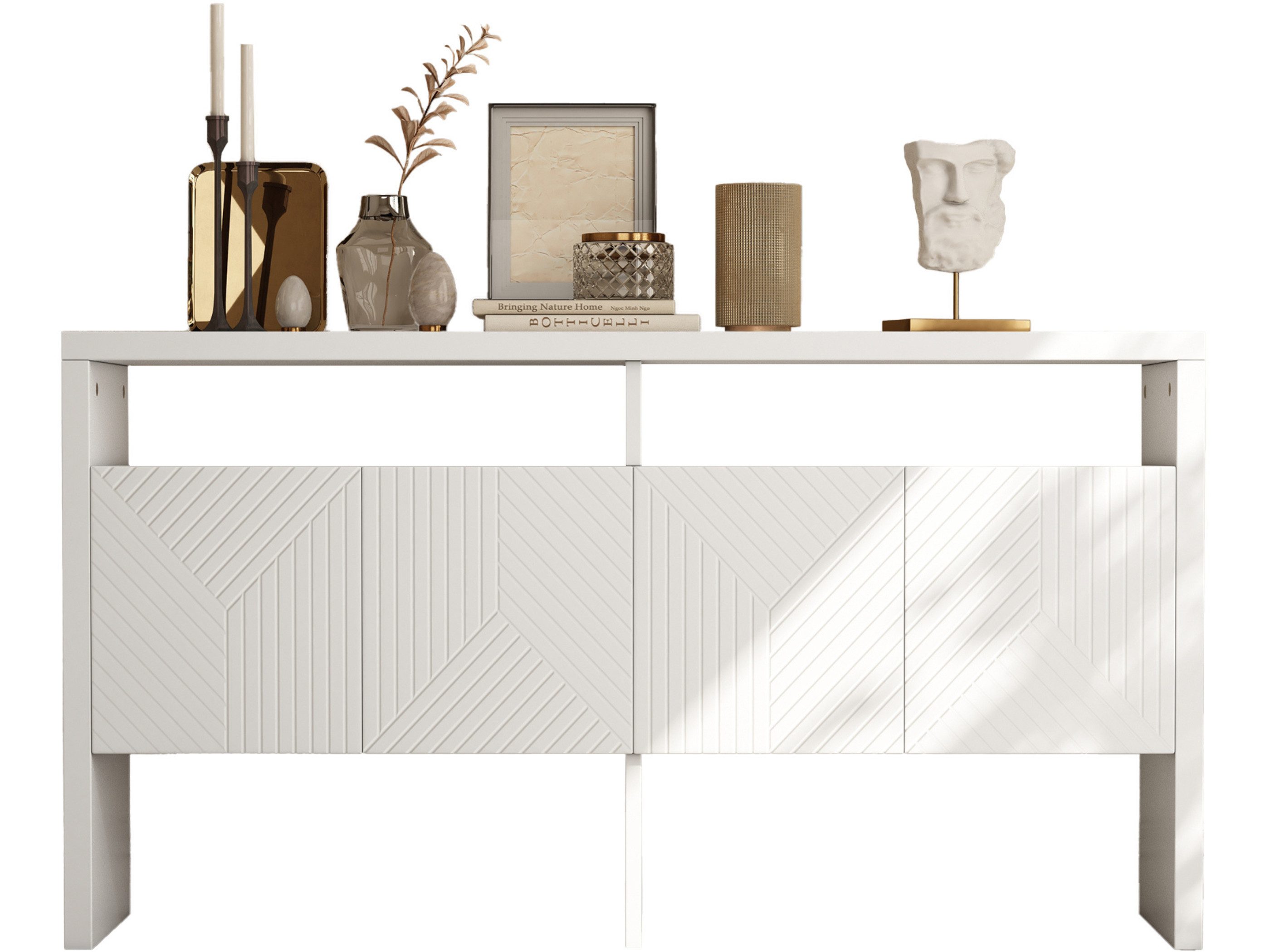 SeedWave Sideboard Moderner Beistellschrank Vielseitiger Stauschrank mit Viel Stauraum, Türen mit verstellbaren Scharnieren, Rückprallstellsetzung