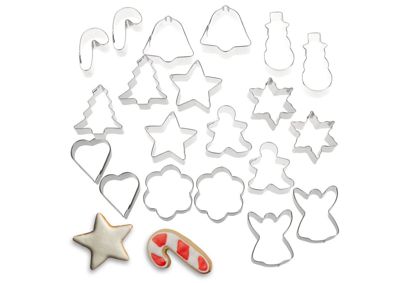 com-four Ausstechform Plätzchen Ausstechformen aus rostfreiem Edelstahl, (20-St), Plätzchenformen mit weihnachtlichen Motiven