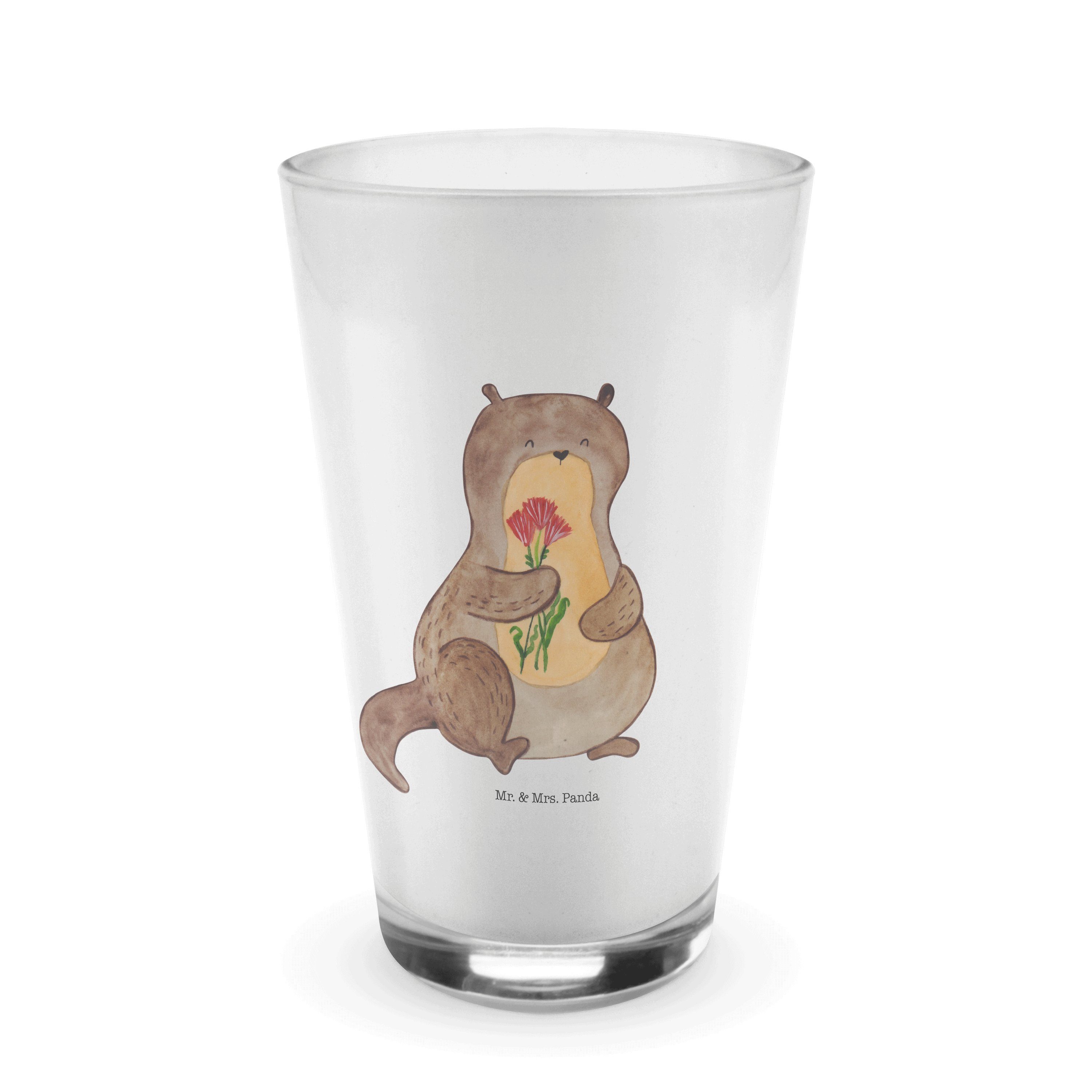 Mr. & Mrs. Panda Glas Otter Blumenstrauß - Transparent - Geschenk, Cappuccino Glas, Cappucc, Premium Glas