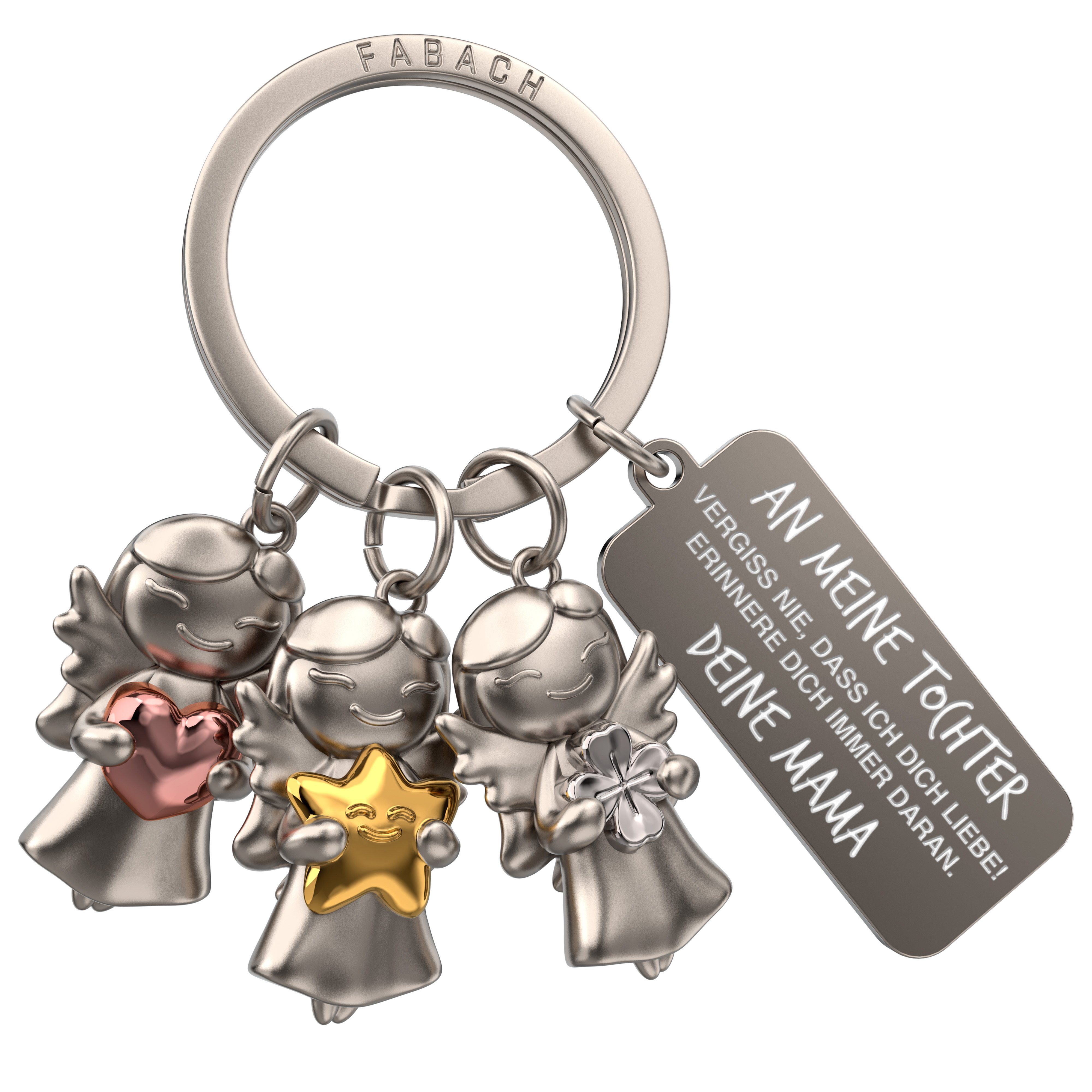 FABACH Schlüsselanhänger Schutzengel "3 Stars" mit Gravur "Vergiss nie, dass ich dich liebe" | Schlüsselanhänger