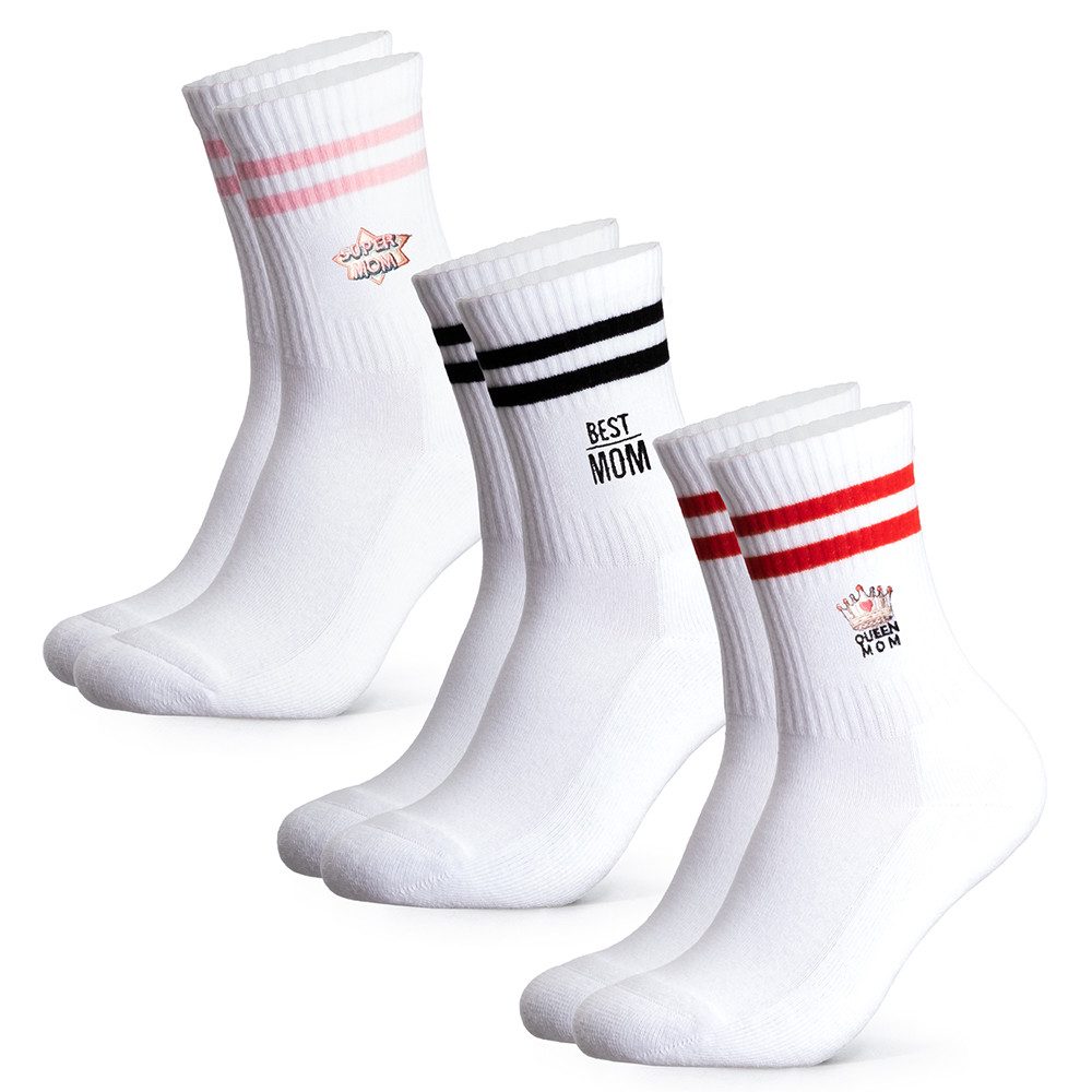 Tennissocken Damen Mama Geschenk Tennissocken 3er Pack (Modell: Mom)