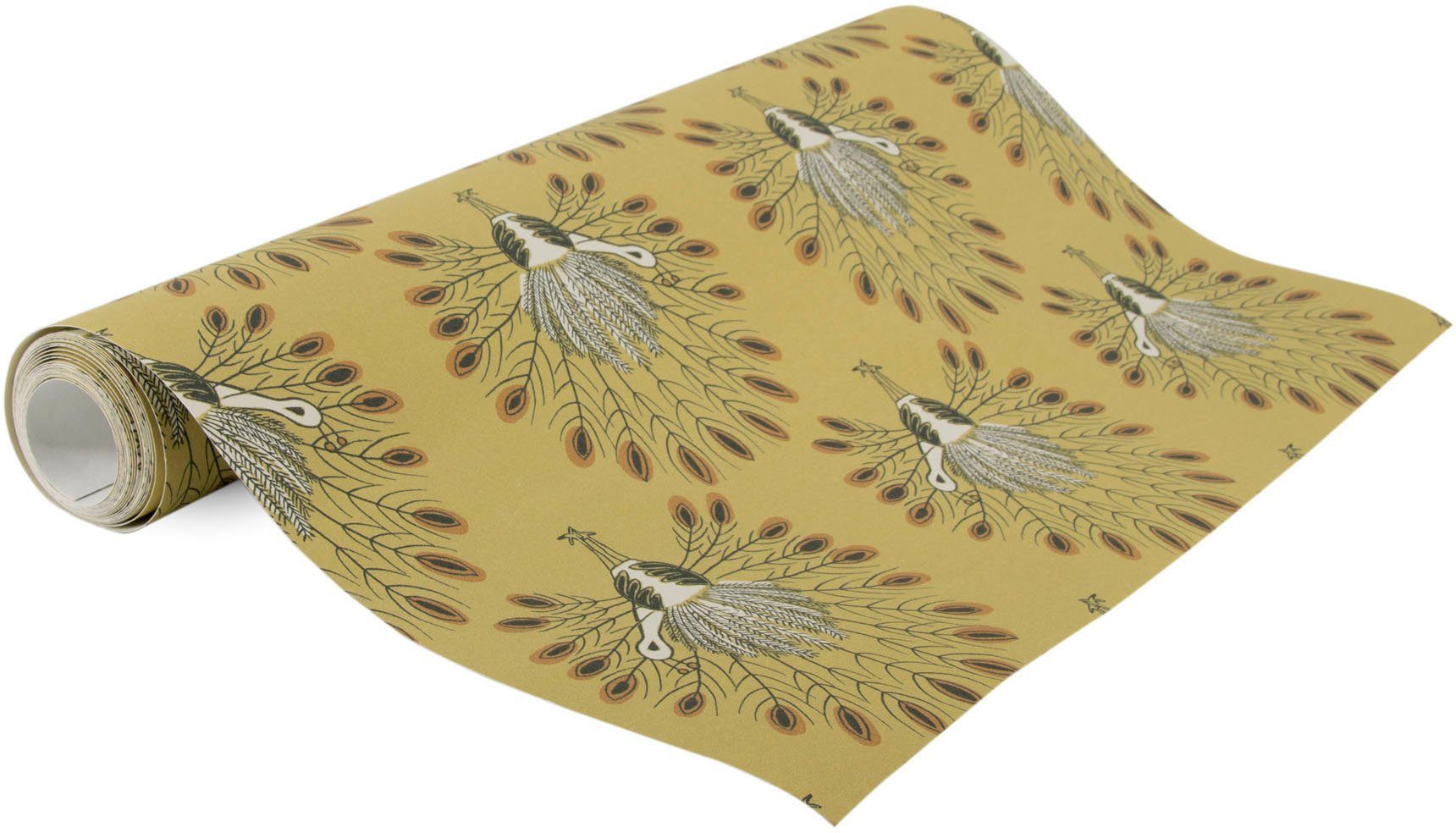 Superfresco Easy Vliestapete Vintage Peacock, glatt, gemustert, (1 St), Vintage Pfau gelb 10 m x 0.52 m