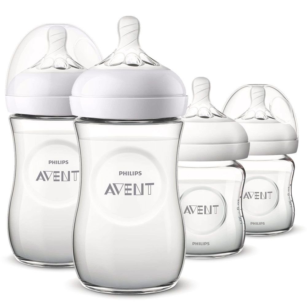 Philips AVENT Babyflasche Glas - Flaschen-Set - Natural, 4-tlg.  Neugeborenen-Starter-Set | Babyflaschen