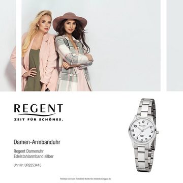 Regent Quarzuhr Regent Damen-Armbanduhr silber Analog, (Analoguhr), Damen Armbanduhr rund, klein (ca. 29mm), Edelstahlarmband