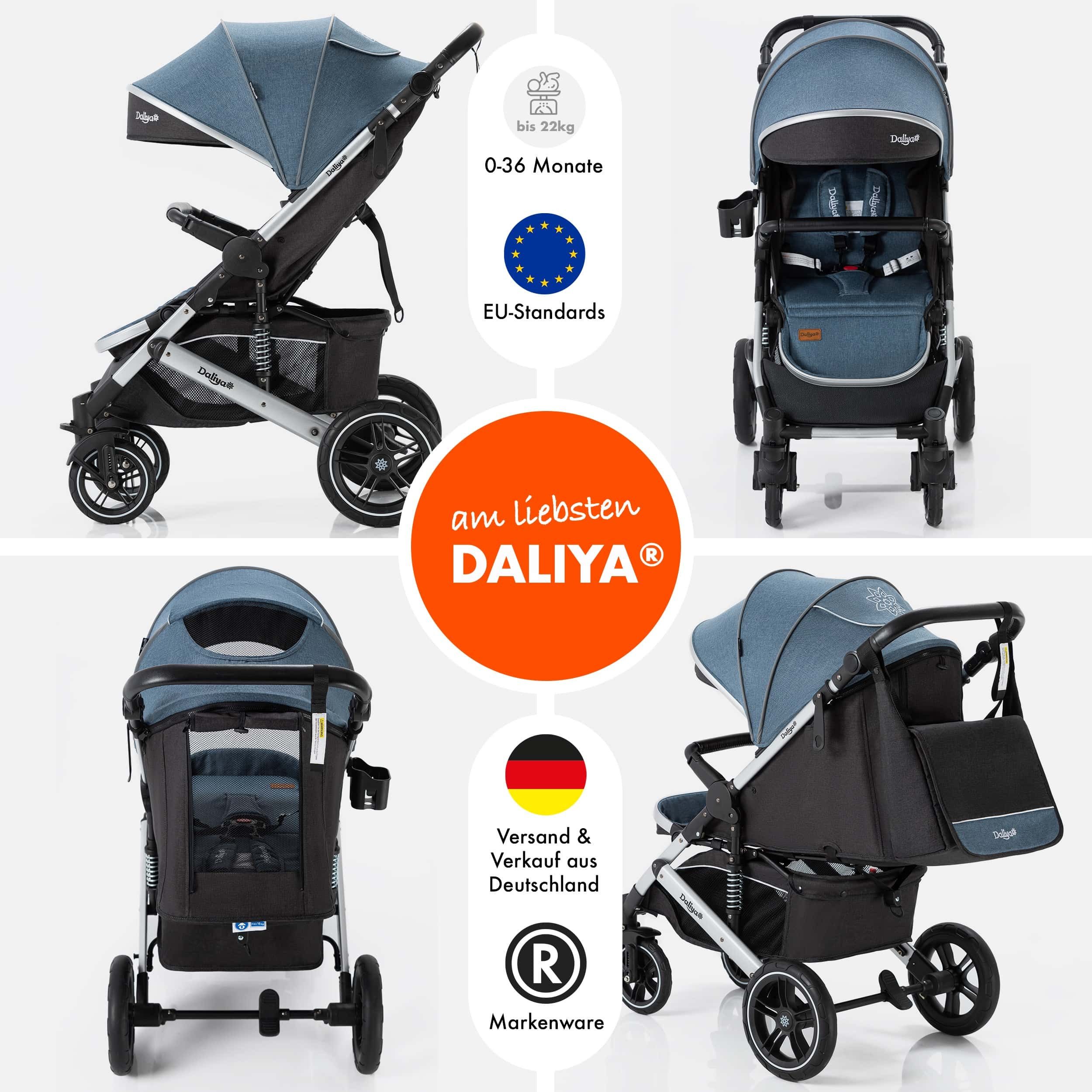 Daliya® Kinder-Buggy RAPIDY Buggy Kinderwagen, XXL Set, kompakt, Kinderbuggy, Sportwagen, (XXL 10-tlg. Komplettset, 10-tlg), Liegeposition, Fußsack, Spieltisch, Wickeltasche, Regenverdeck