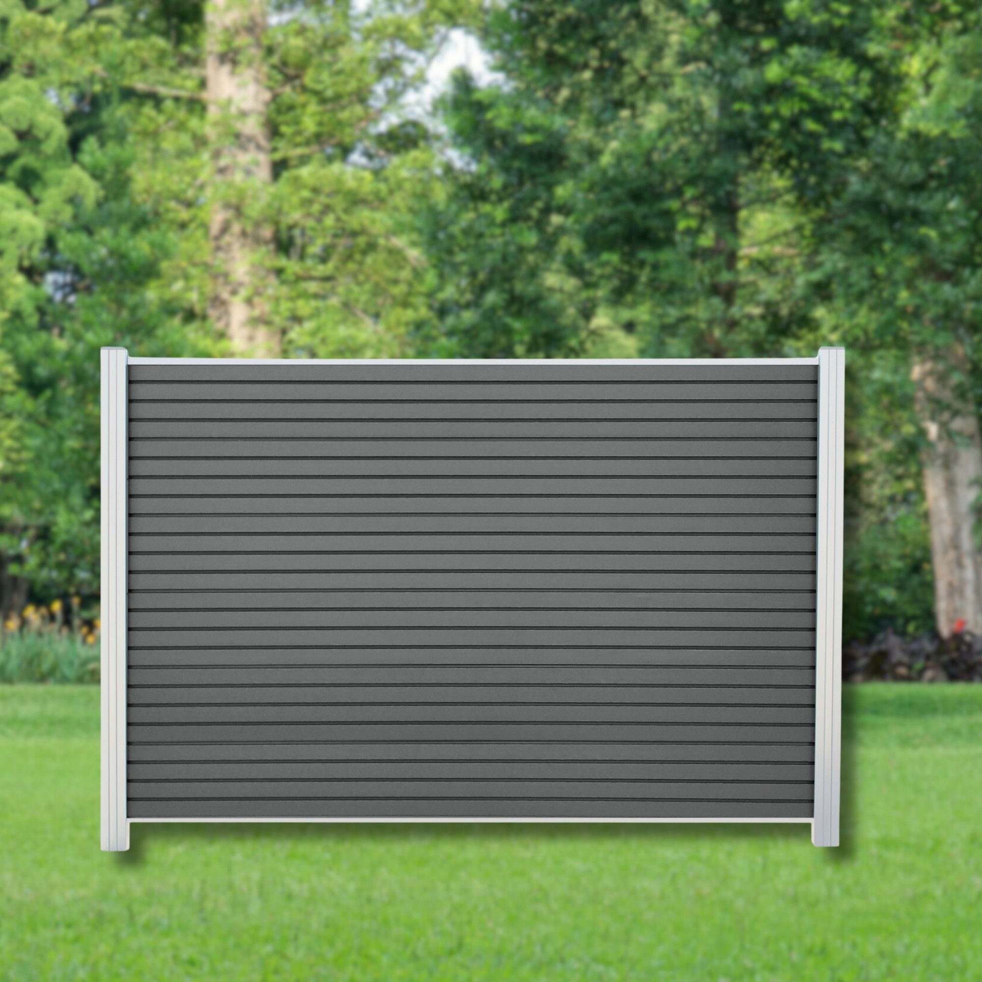 WPC Profi Zaun Sichtschutzzaun Sichtschutz Rhombus Anthrazit Komplettset 180x125 cm, (Komplettset, mit Start- und Abschlussleisten, Pfosten und Zubehör)