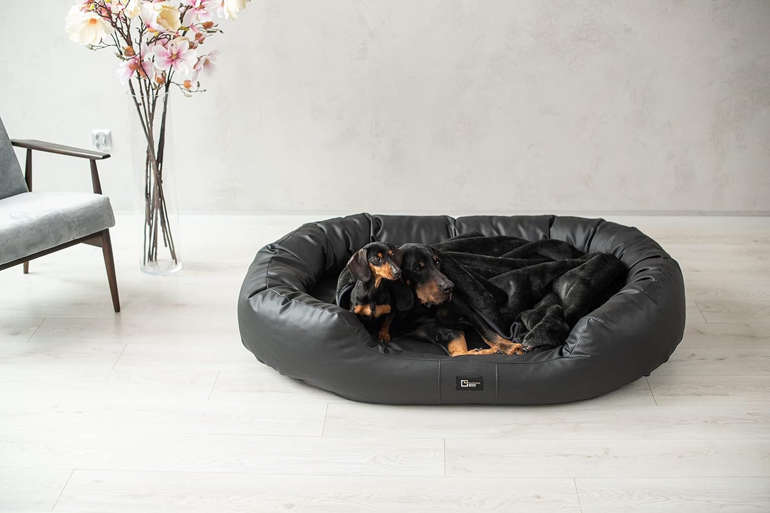 Exclusive Bed Hundebett Orthopädisches NANCY, Schlafplatz, Hundekissen, Hundematratz, Kunstleder, rutschfeste, abnehmbare Abdeckung, wasserabweisend, Bootsform