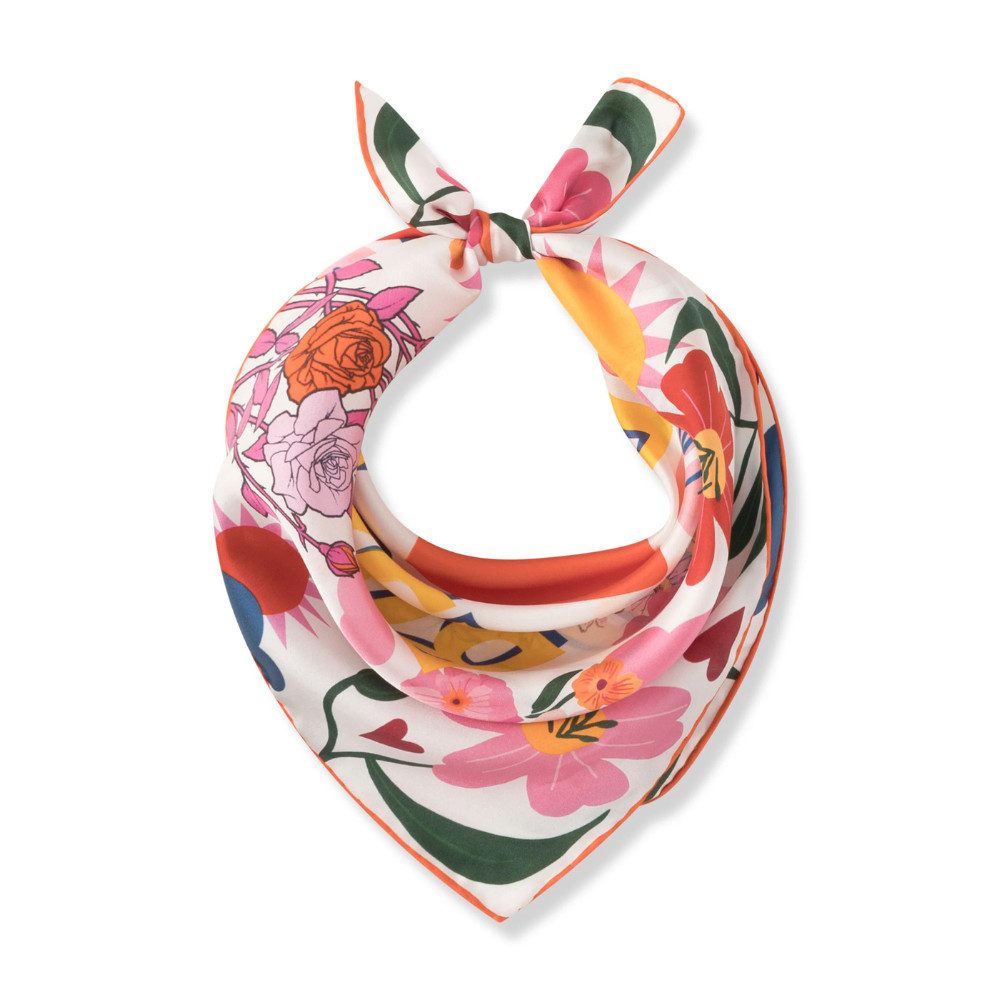 Codello Seidentuch Codello Nickituch aus Seide mit Blumenmuster und BISOU-SCHRIFTZUG, Handrolliert