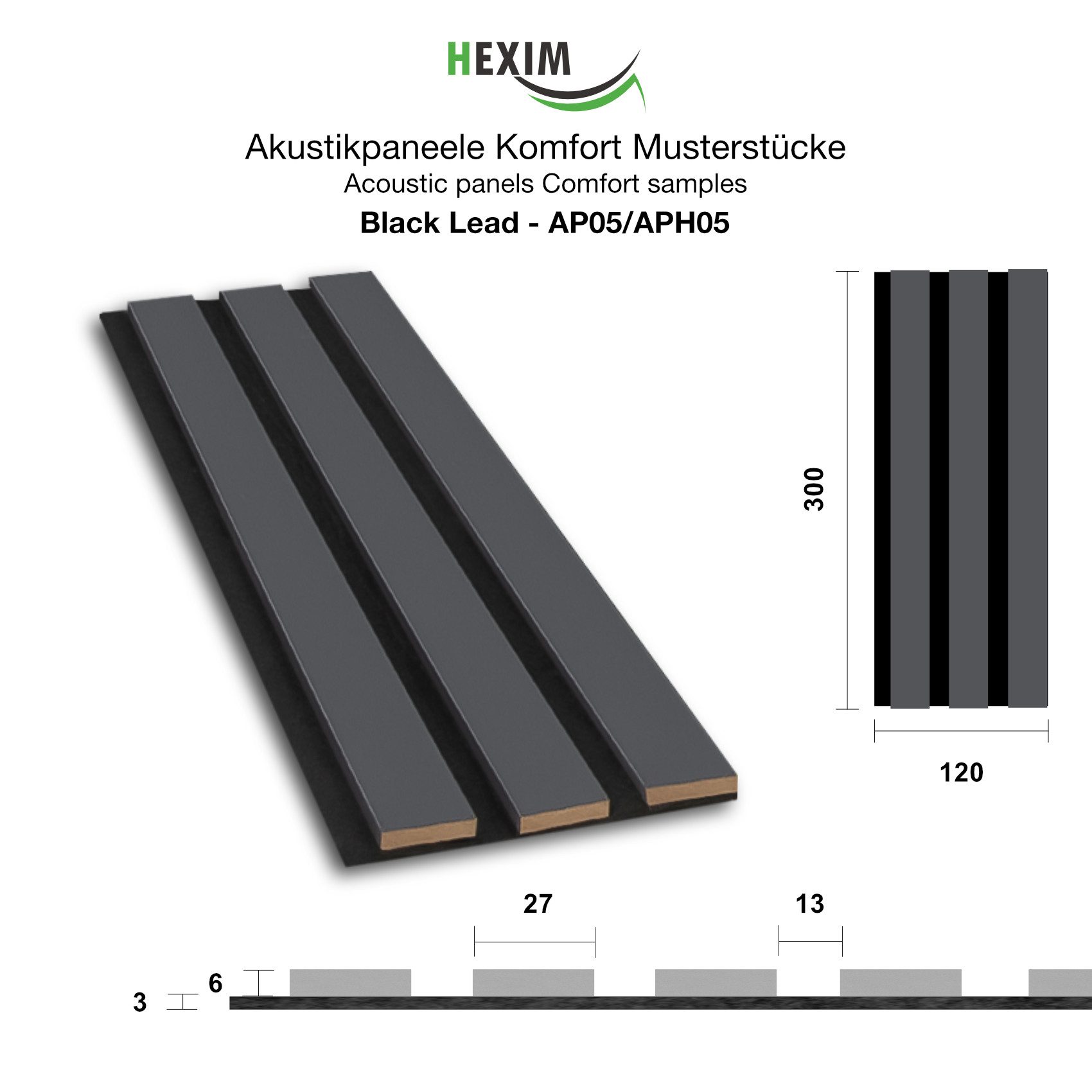 Hexim Wanddekoobjekt Black Lead (Akustikpaneele Musterstück günstig online kaufen