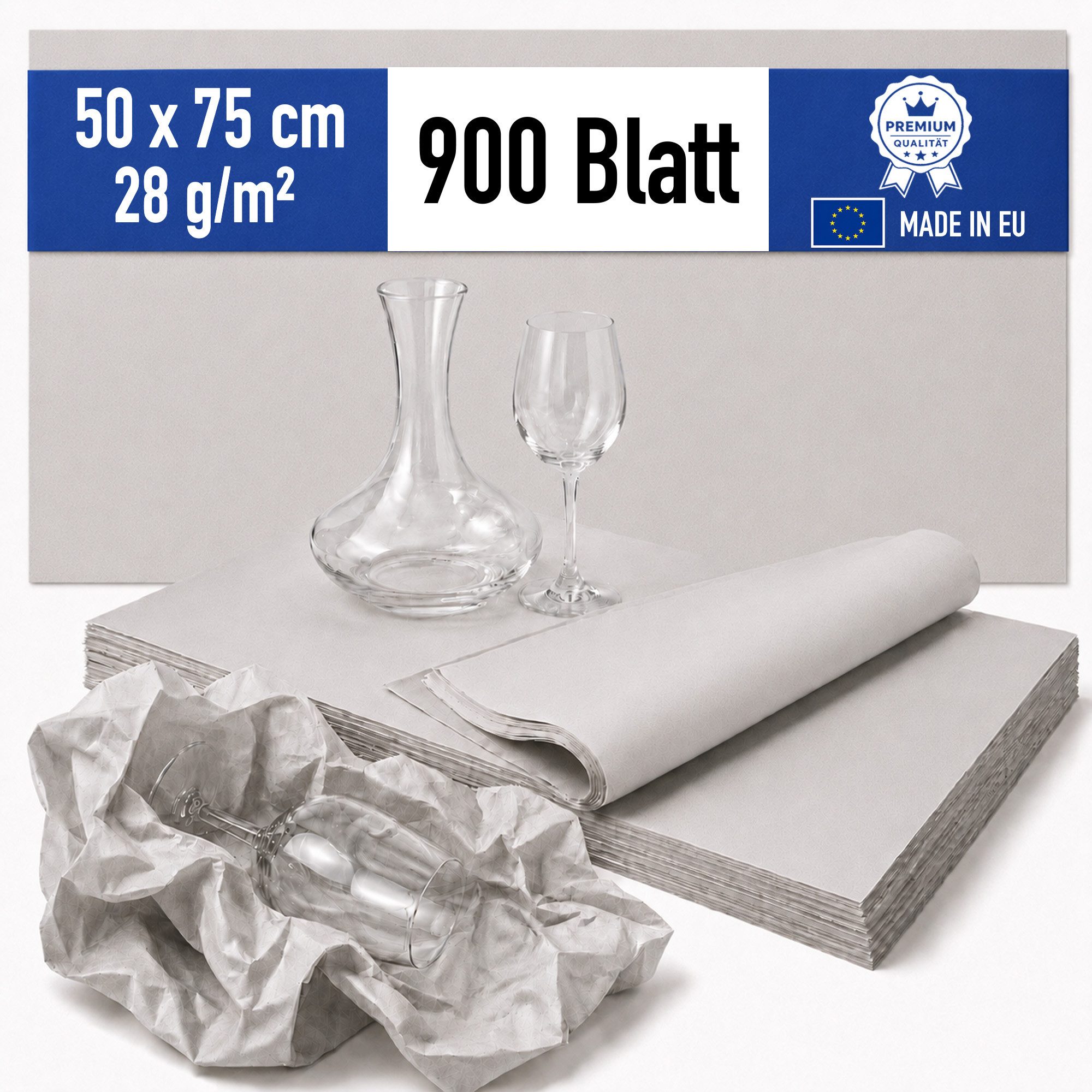 Papieronkel Seidenpapier Packseide Packpapier Bögen 50x75cm 28g/m² für Packen Umzug Geschirr, 100% Öko-Recycling, Einschlagpapier zum Einwickeln, weich & staubarm