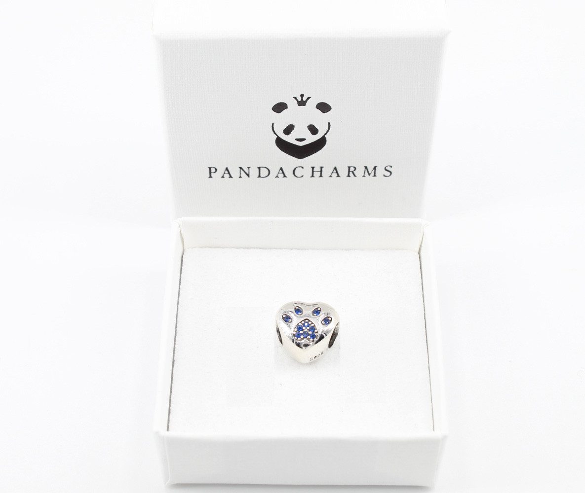 PANDACHARMS Bead Pfötchenherz Blau Charm für Charm Armband, 925er Silber, Z günstig online kaufen