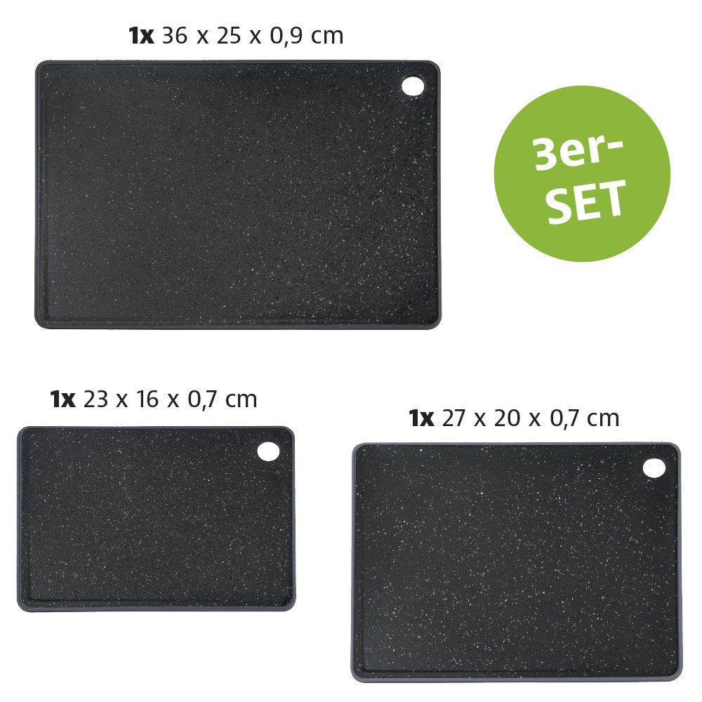 KESPER® Schneidebrett 3 verschiedene Größen, Kunststoff, (Set, 3-St), mit Griffloch