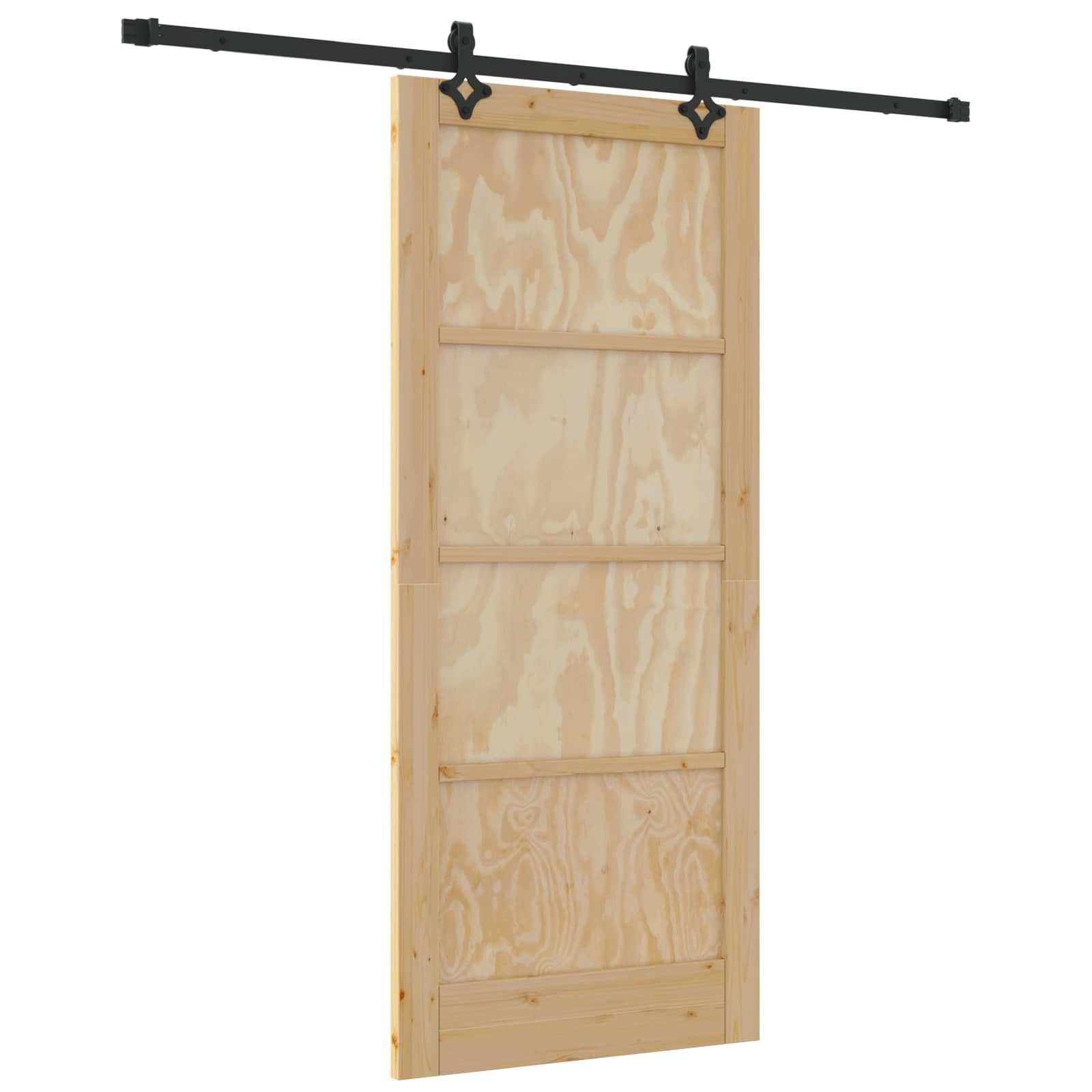 vidaXL Haustür Schiebetür Natürlich und Schwarz 86 x 198,5 cm (1-St)