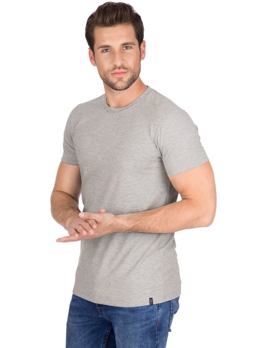 Trigema T-Shirt TRIGEMA Slim Fit T-Shirt aus DELUXE Baumwolle grau-melange