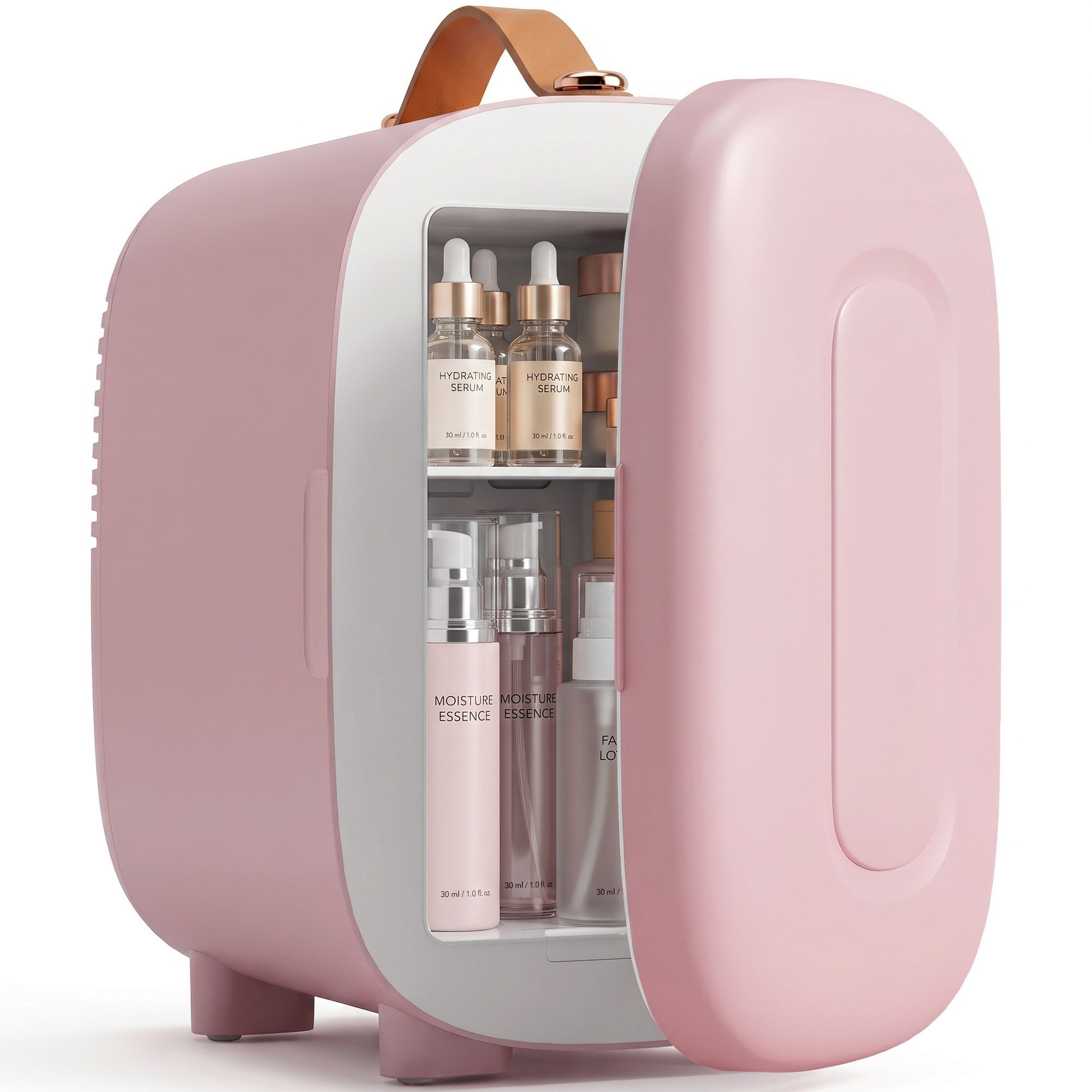 HOMCOM Kühlbox Mini Kühlschrank 4 Liter mit Kühl- und Heizfunktion Skincare, für Kosmetik, Getränke, Obst, Rosa