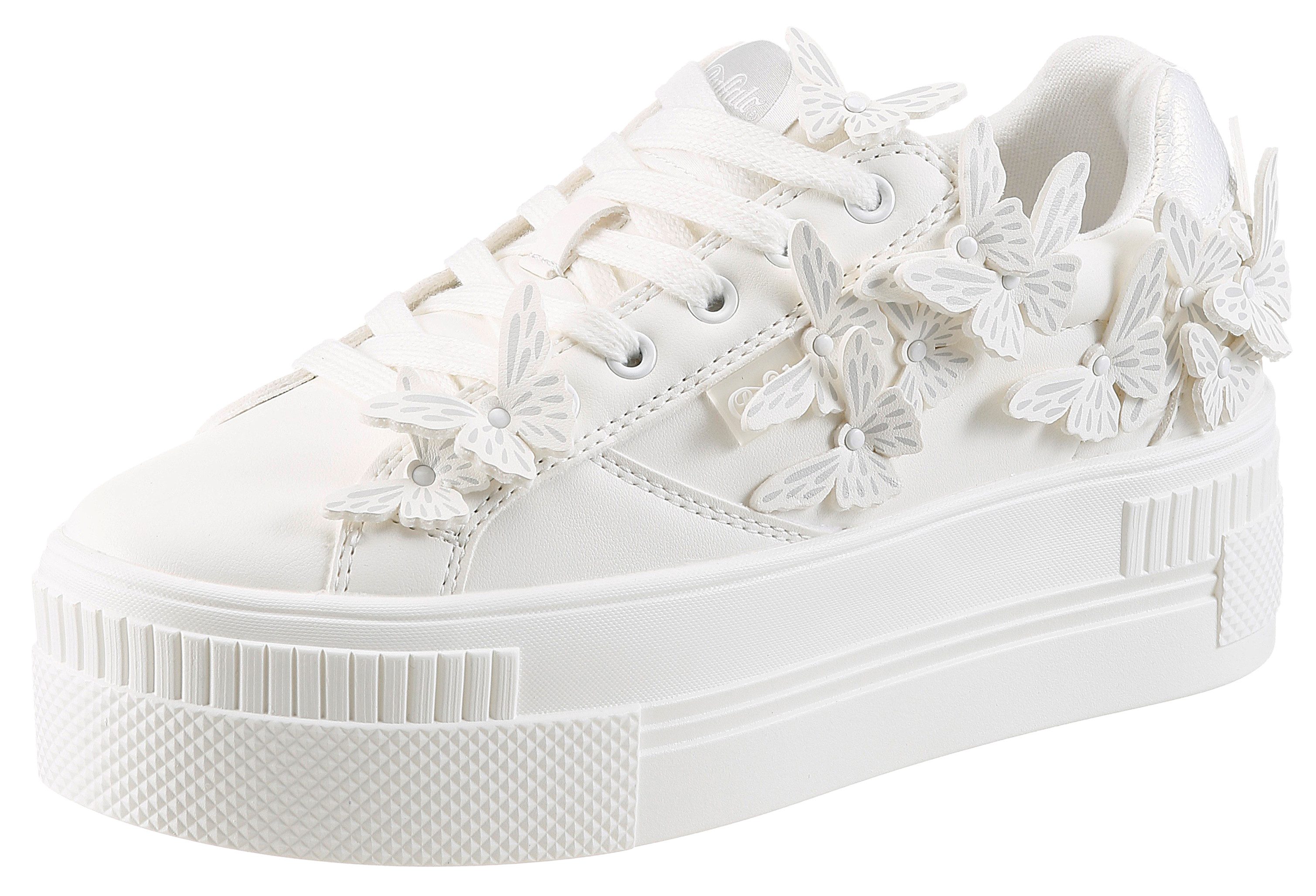 Buffalo Plateausneaker Freizeitschuh, Halbschuh, Schnürschuh mit Schmetterlings-Verzierung