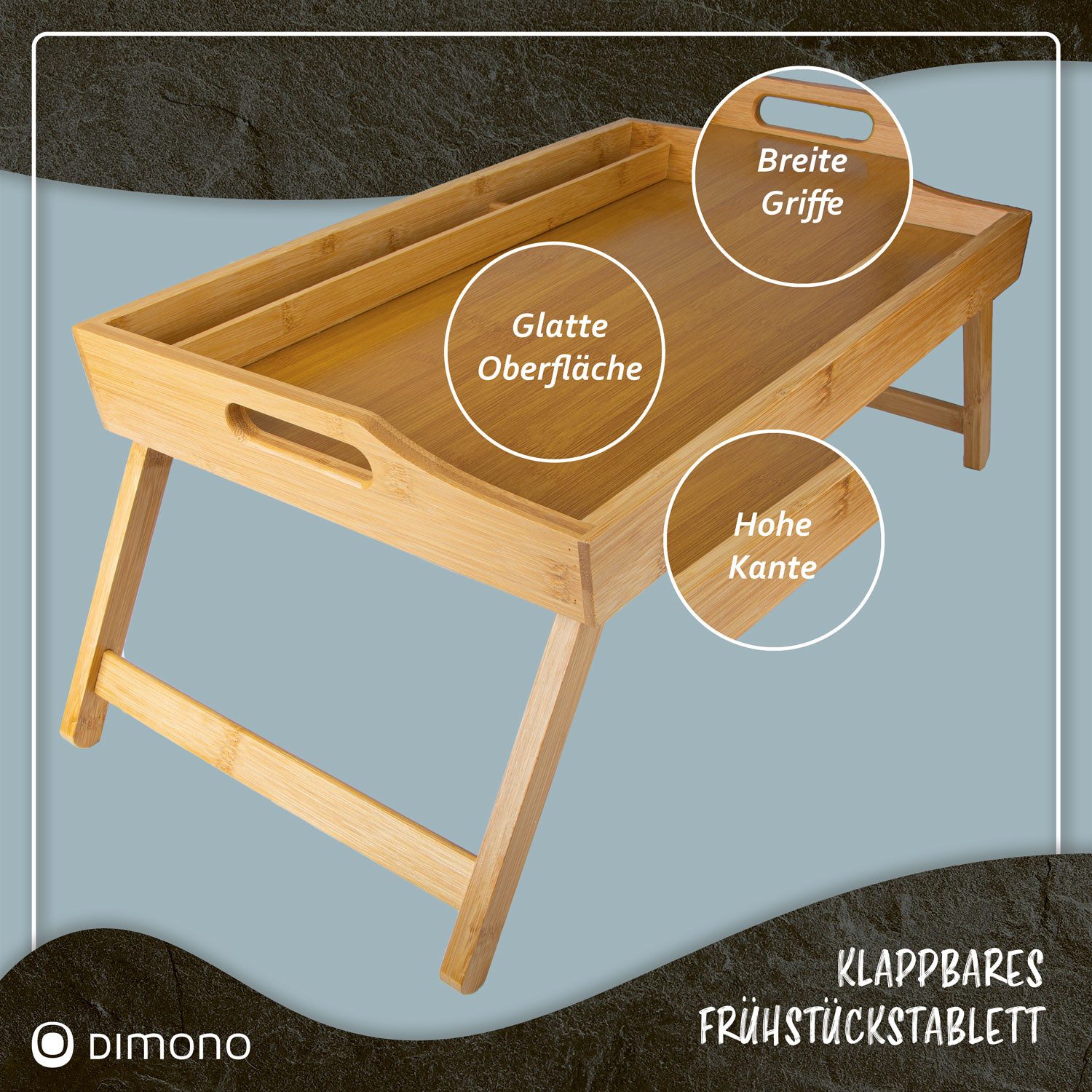 Dimono Tabletttisch Frühstückstablett Bambus Bett-Tablett, Serviertablett günstig online kaufen