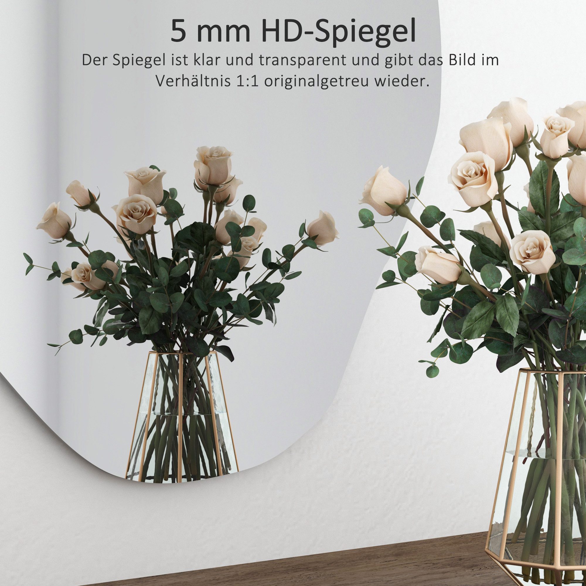 Hopibath Dekospiegel Wandspiegel Flur Modern Asymmetrisch Spiegel Schminkspiegel Wand (Flurspiegel Badspiegel Türspiegel, 1-St., Wolke 62x90cm), mit Metall Haken