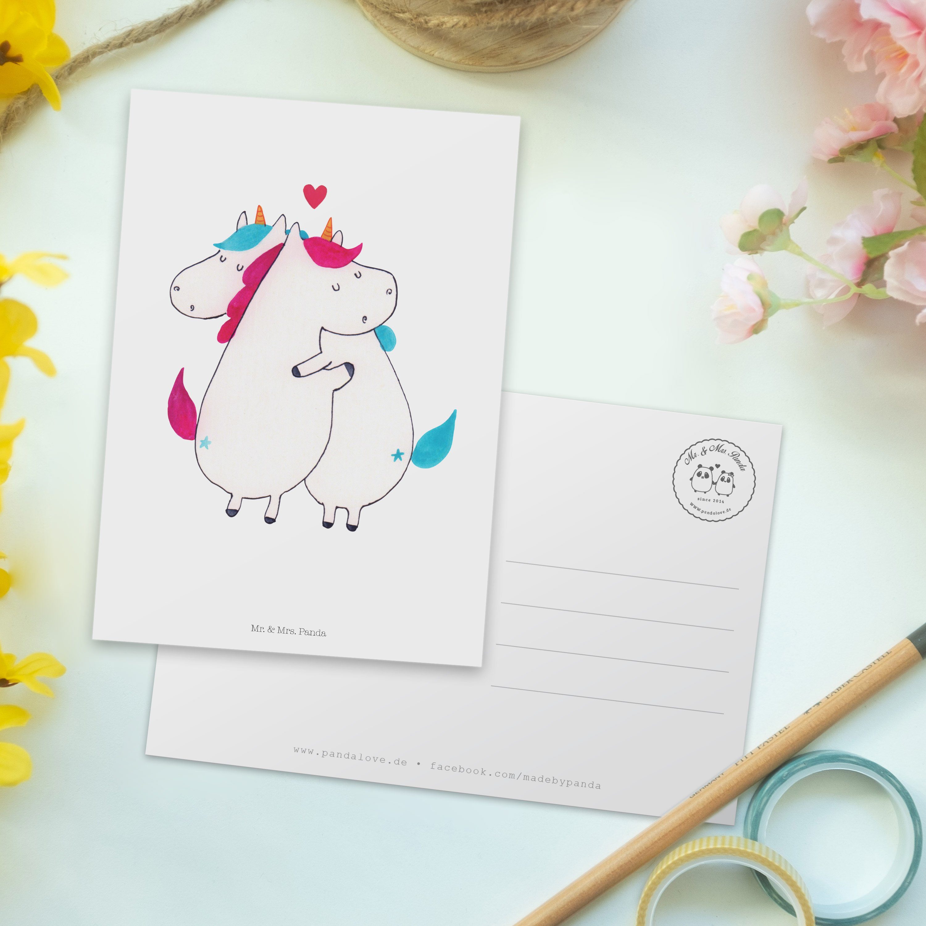 Unicor Postkarte & - Panda Geschenk, Mrs. Einhorn Geburtstagskarte, Mr. - Mitteilung Weiß Karte,