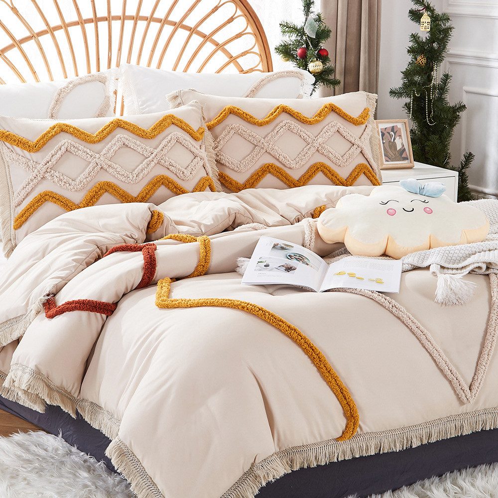 wohnTRAUM24 Bettwäsche Boho Bettwäsche 135X200cm,200x200cm Getuftet Sticker günstig online kaufen