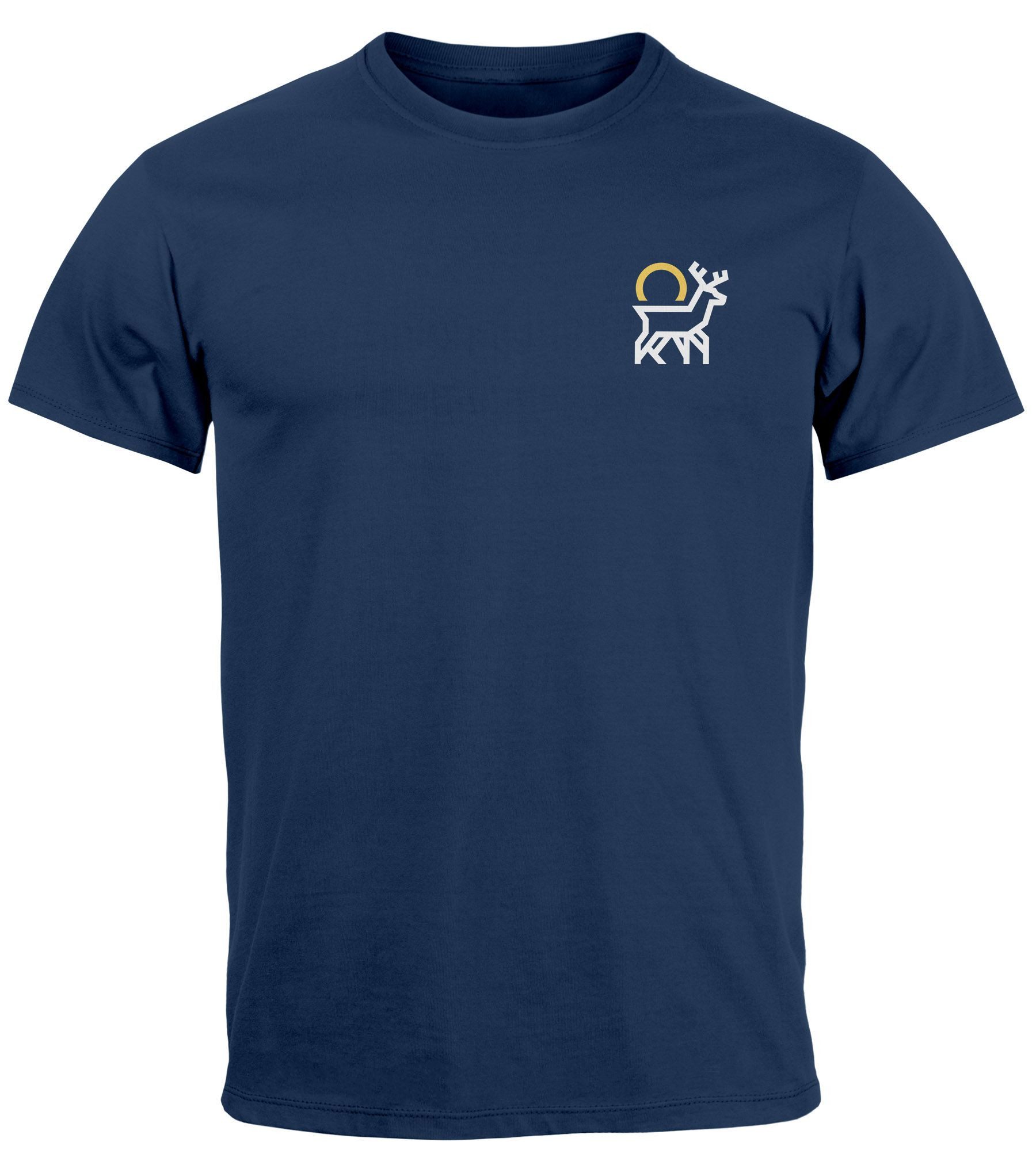 Print-Shirt Herren T-Shirt Hisch Printshirt Aufdruck Logo Abstrakt Line-Art