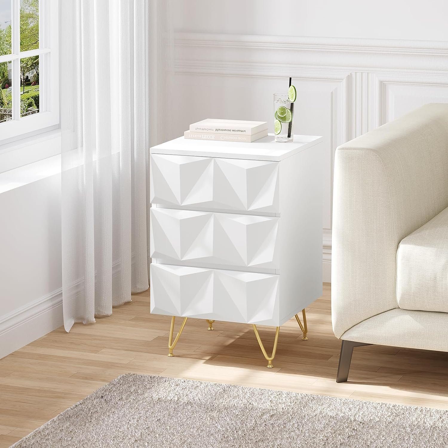 EUGAD Nachttisch (2-St., 2er Set), mit 3 Schubladen, 40x62,5x40 cm, Weiß + günstig online kaufen