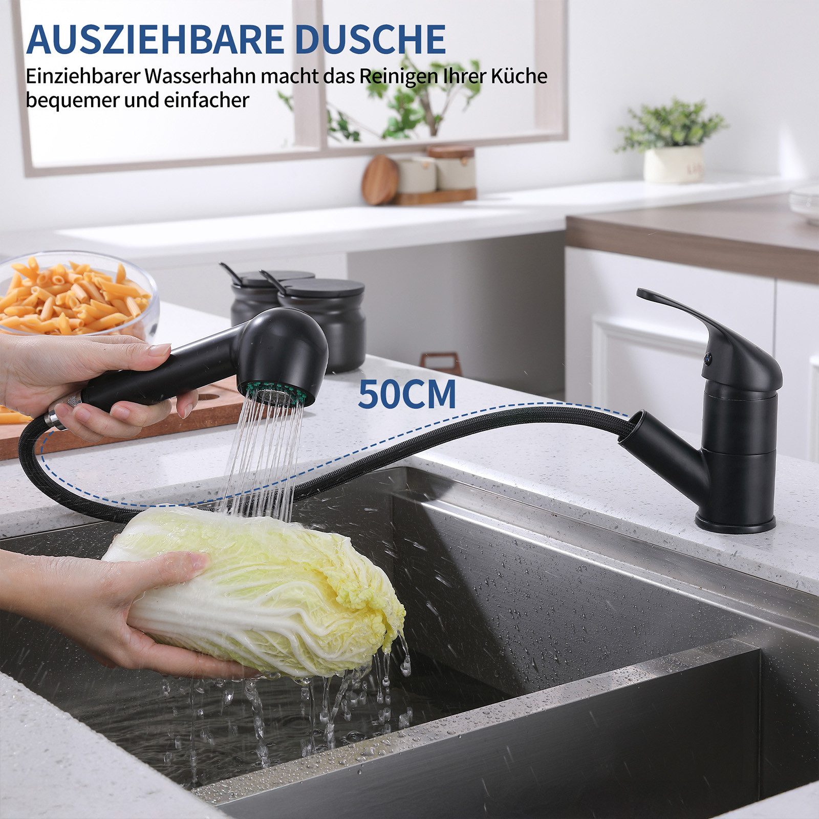 HOMELODY Spültischarmatur Hochdruck Wasserhahn Küche 180° günstig online kaufen