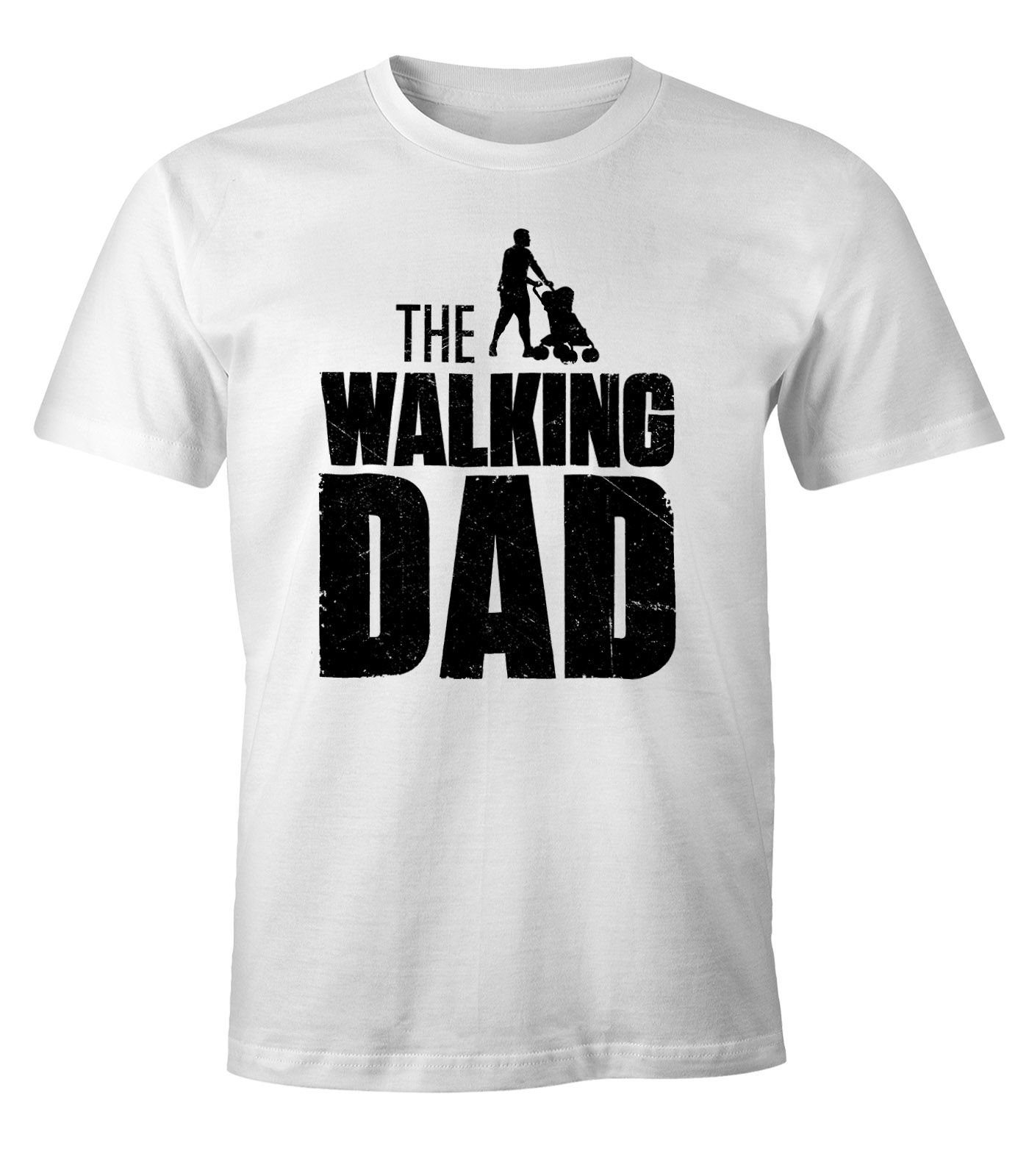Herren Print Shirt T-Shirt The Dad weiß Moonworks® mit MoonWorks Fun Walking Vintage Print-Shirt