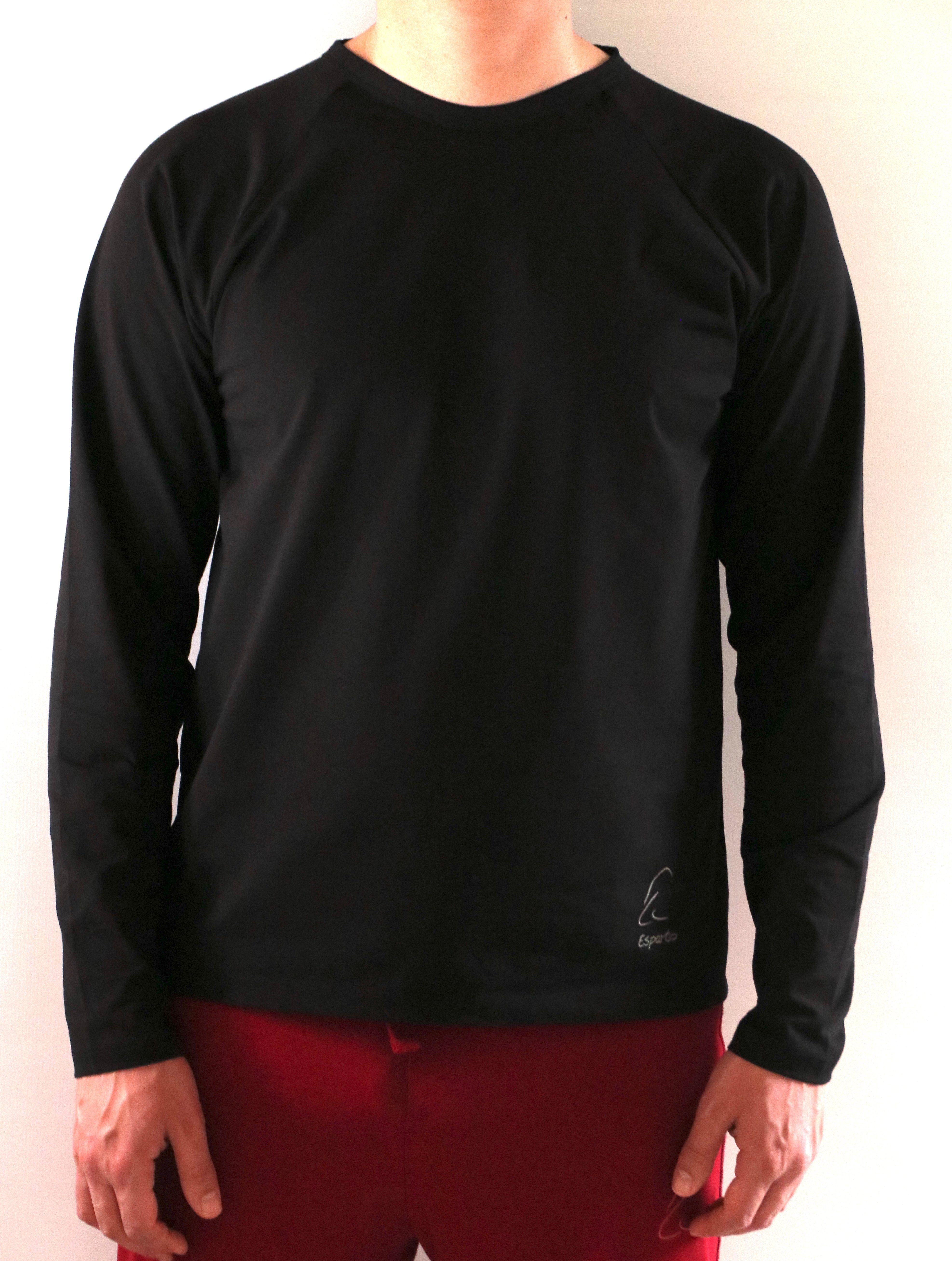 ESPARTO Yogashirt Herren-Langarmshirt Karl feinster Shirt Biobaumwolle aus Schwarz