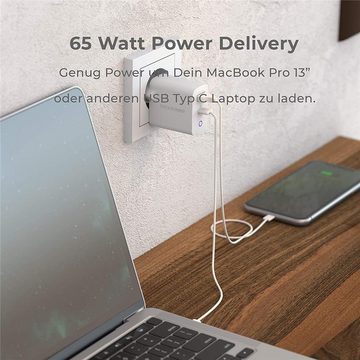 Realpower PC-65 USB-Ladegerät (65W, für Smartphone Tablet und Notebook, USB-C Netzteil)