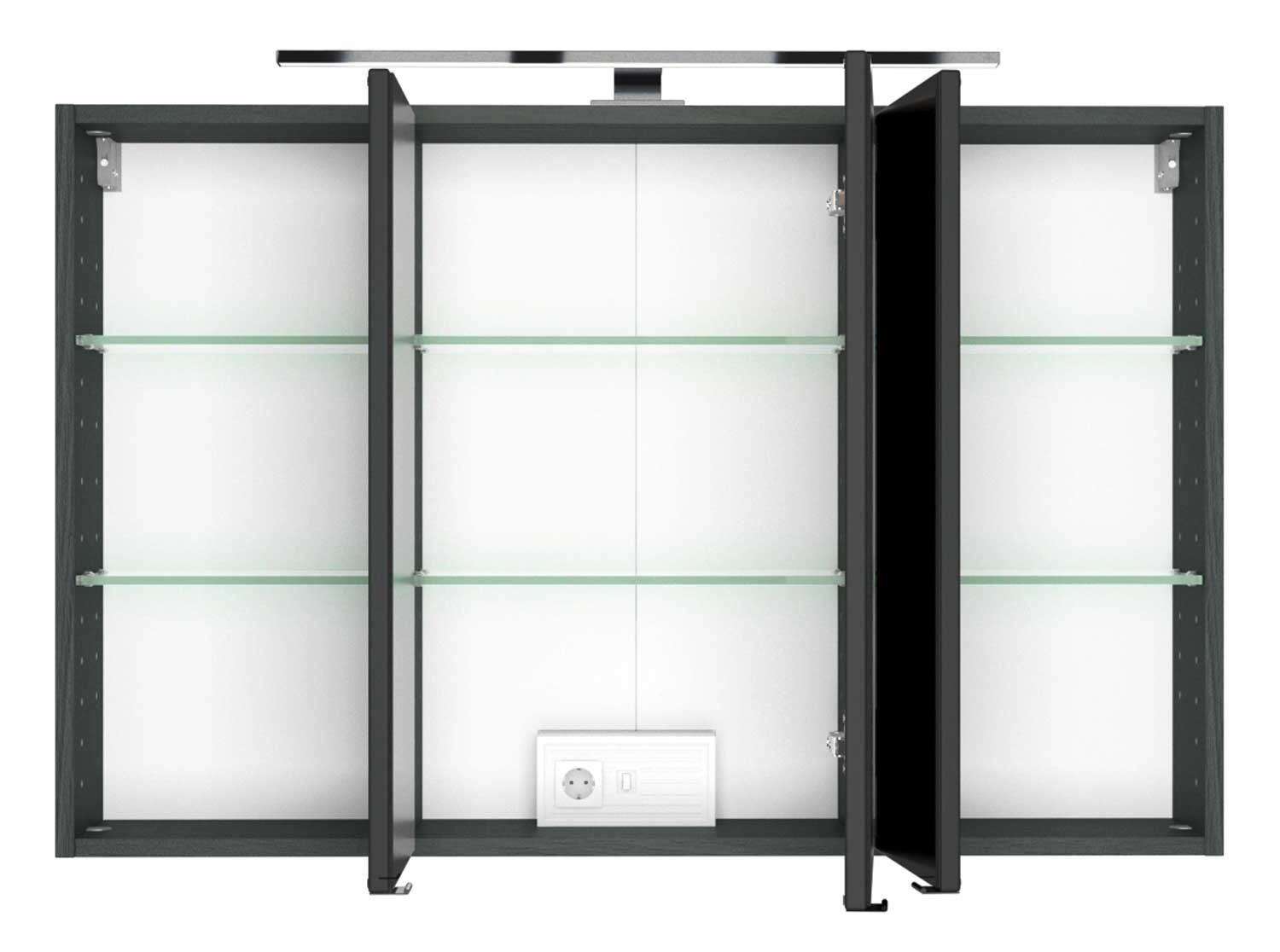 HELD MÖBEL Spiegelschrank LUCCA, Graphit Dekor, 3-türig