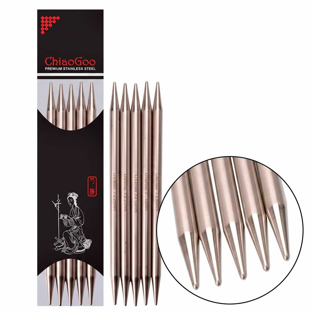 ChiaoGoo Kreativset ChiaoGoo Edelstahl Strumpfstricknadeln 15 cm (Nadelspiel 5 Stk) 2 mm, (embroidery kit by Marussia)