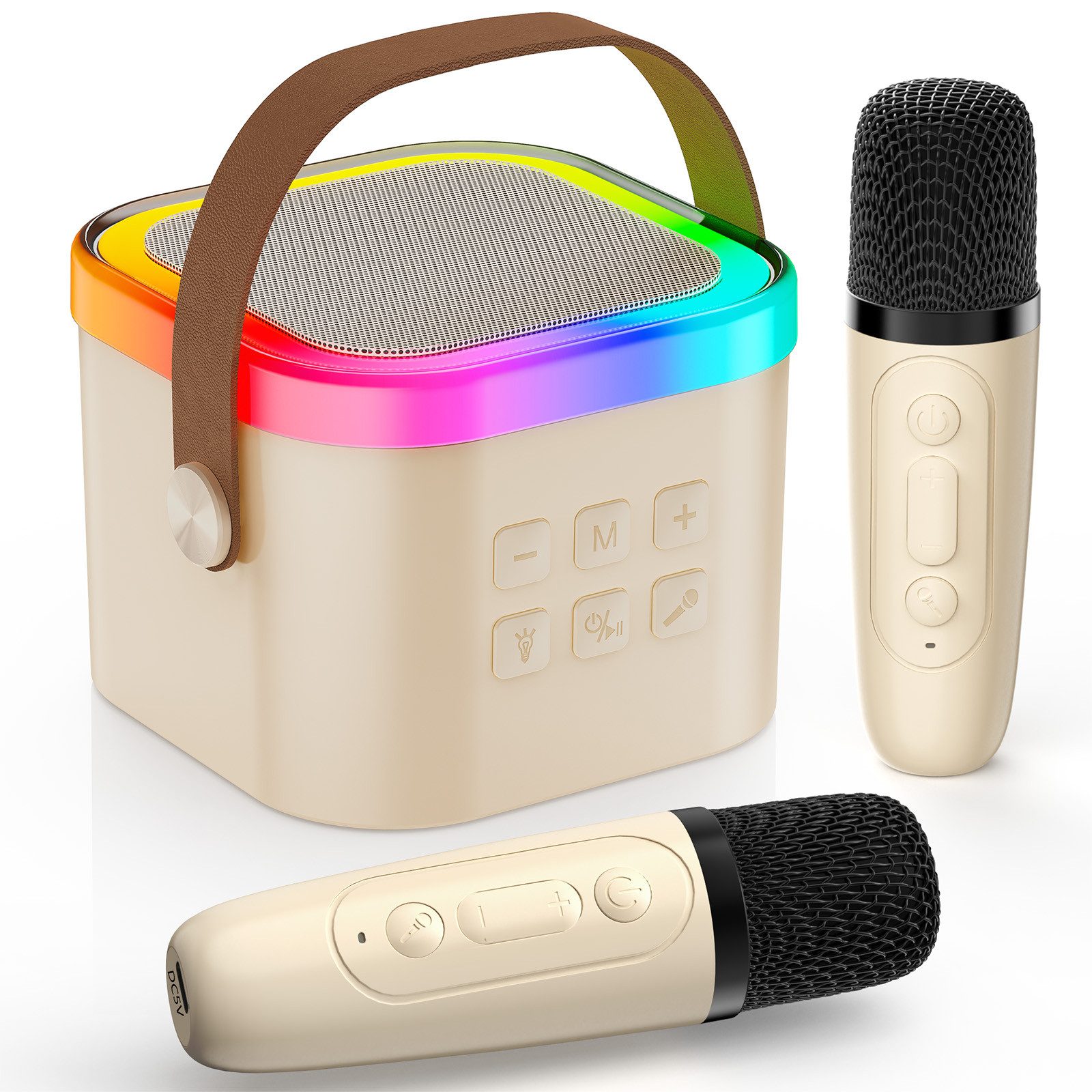 JYX Kleine Bluetooth Lautsprecher Mini mit Mikrofonen Karaoke-Maschine